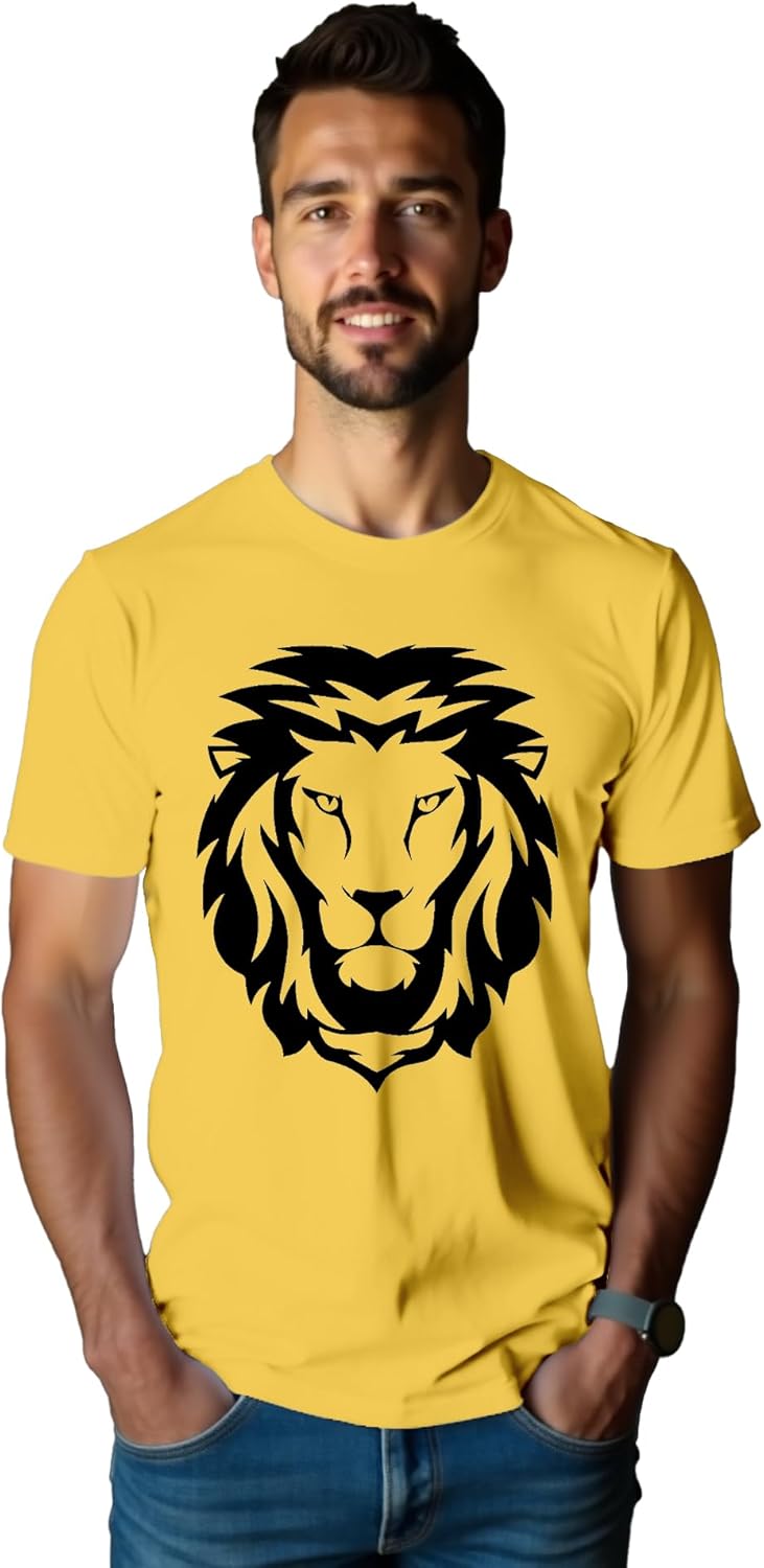 Detalle de Qskall Mens Lion Face T Shirt – Africa Lions Print Tee
