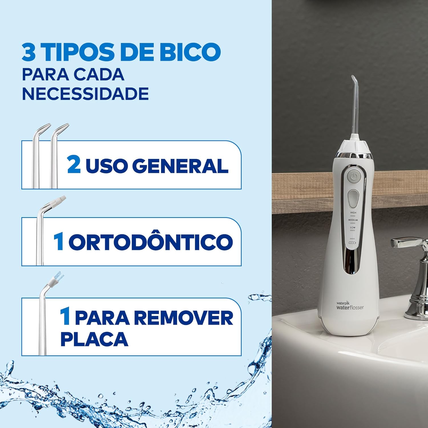 Thumbnail 3 de Waterpik WP-580EU: idropulsore dentale portatile con 3 impostazioni di pressione