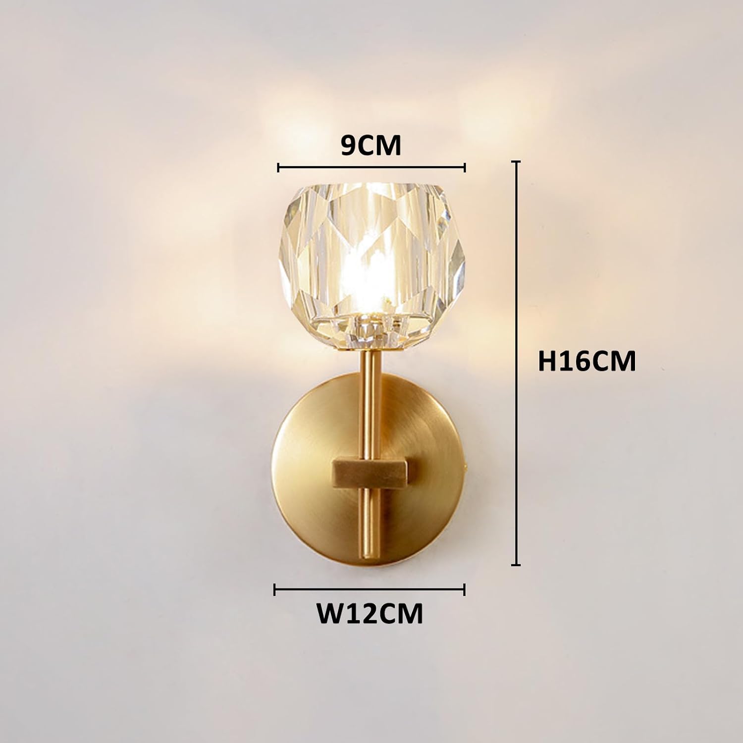 Detalle 2 de CRFASIBE YG-BD-01 wandlamp met K9-kristal, goudkleurig en warmwit G9-licht
