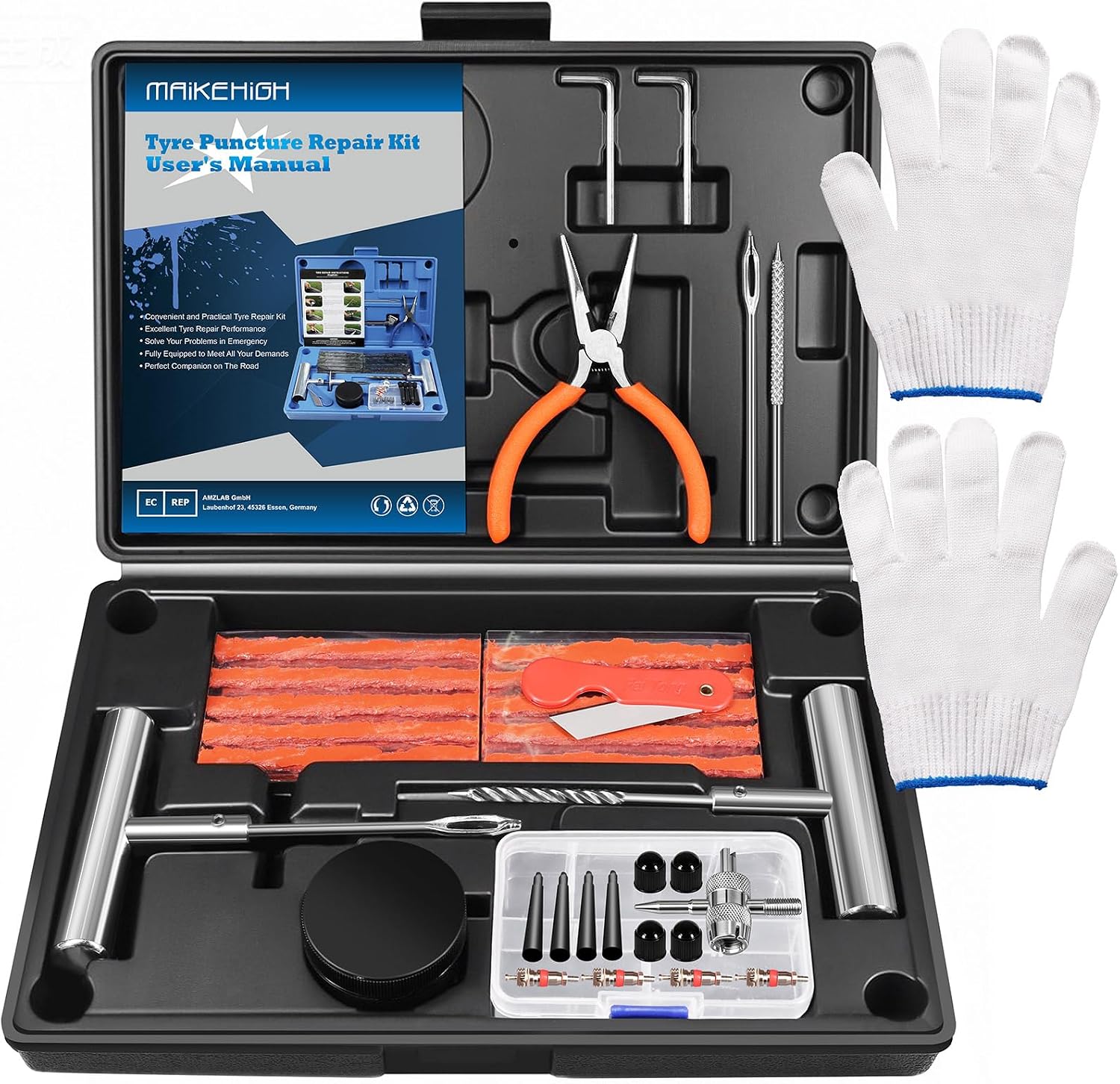 Detalle de MAIKEHIGH Tyre Repair Kit: 57-Piece Tubeless puncture set for cars, trucks and off-road