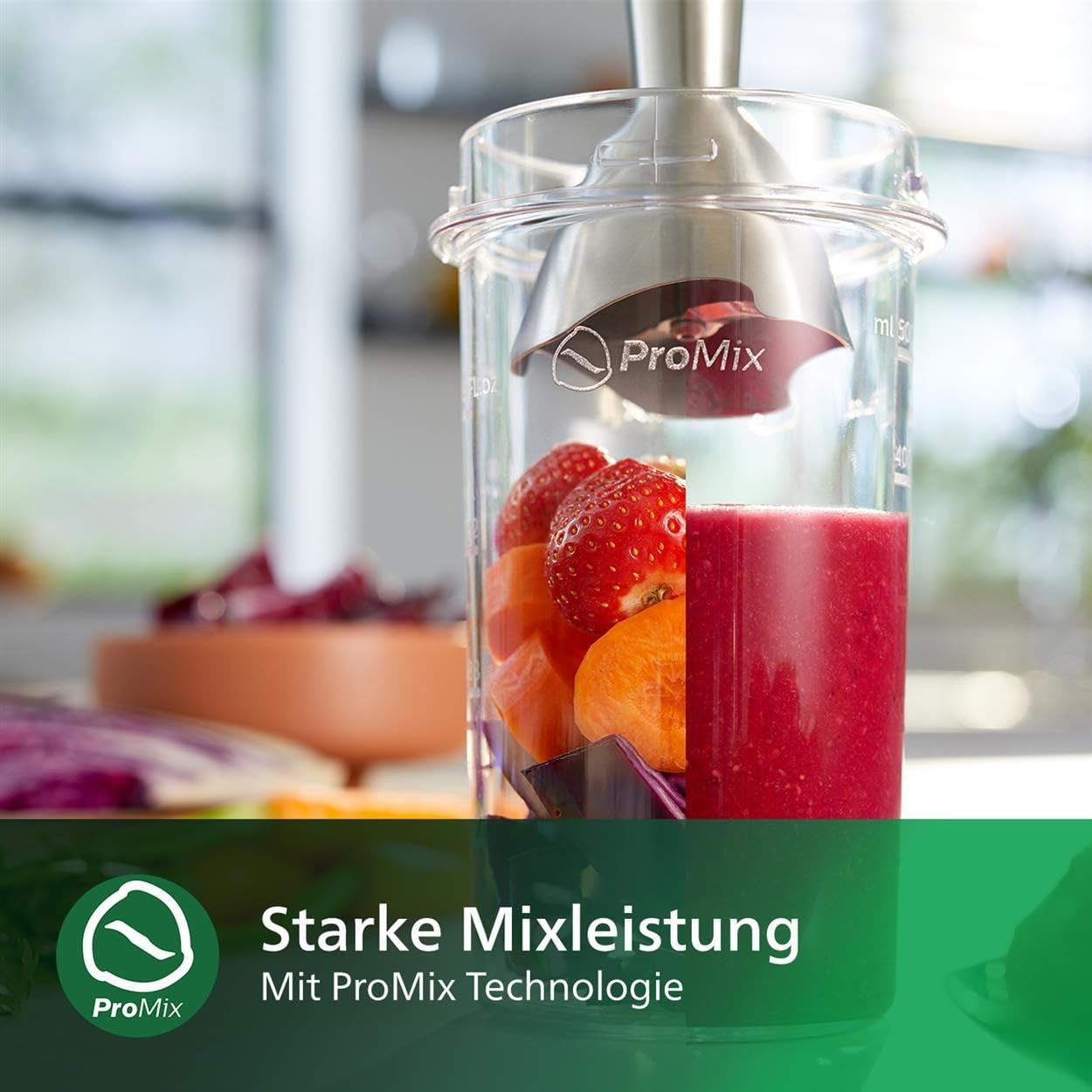 Detalle 2 de Philips Daily Collection ProMix Stabmixer HR2534/00 – 650-W-Motor, Spritzschutz & ergonomisches Design