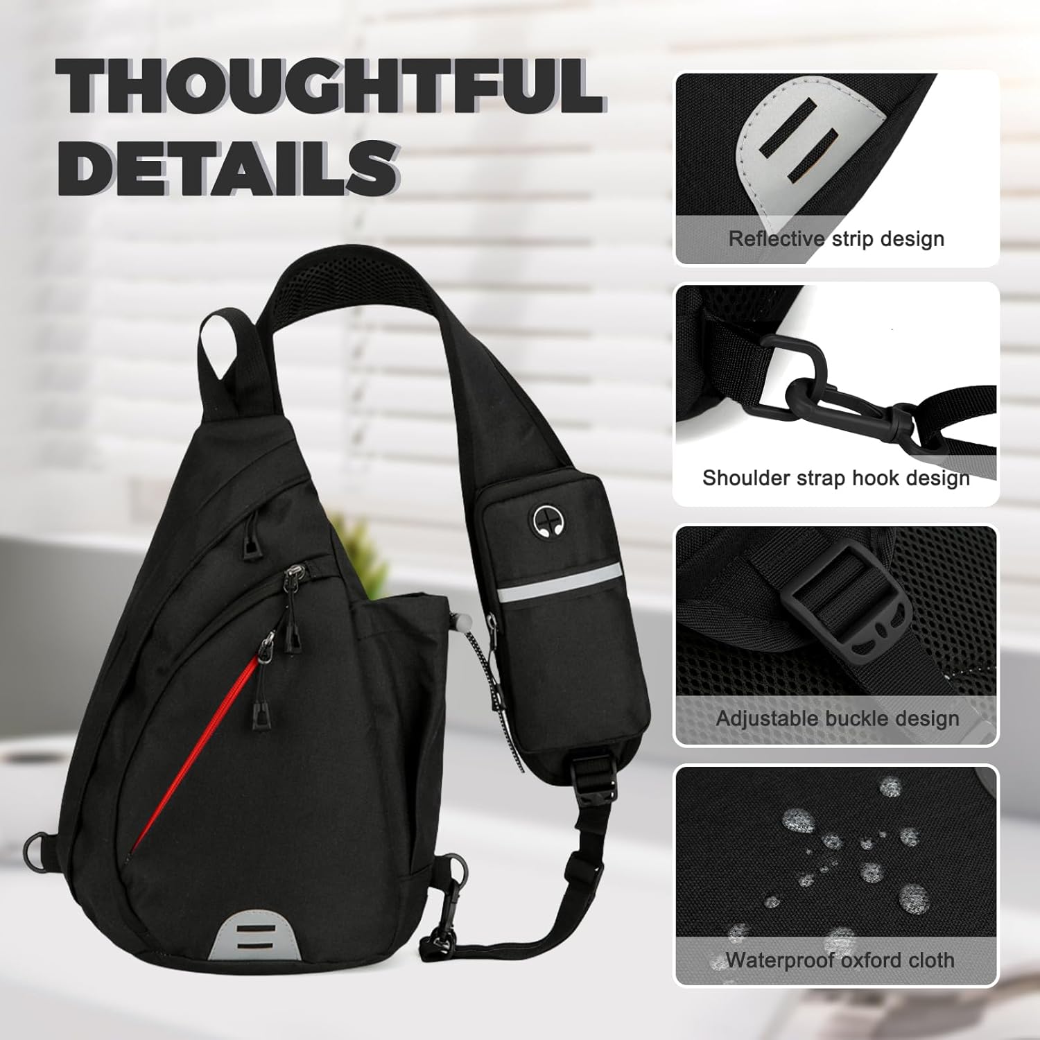Thumbnail 3 de Aucuu Sling Rucksack – kompakte Crossbody-Tasche mit Kopfhörerloch