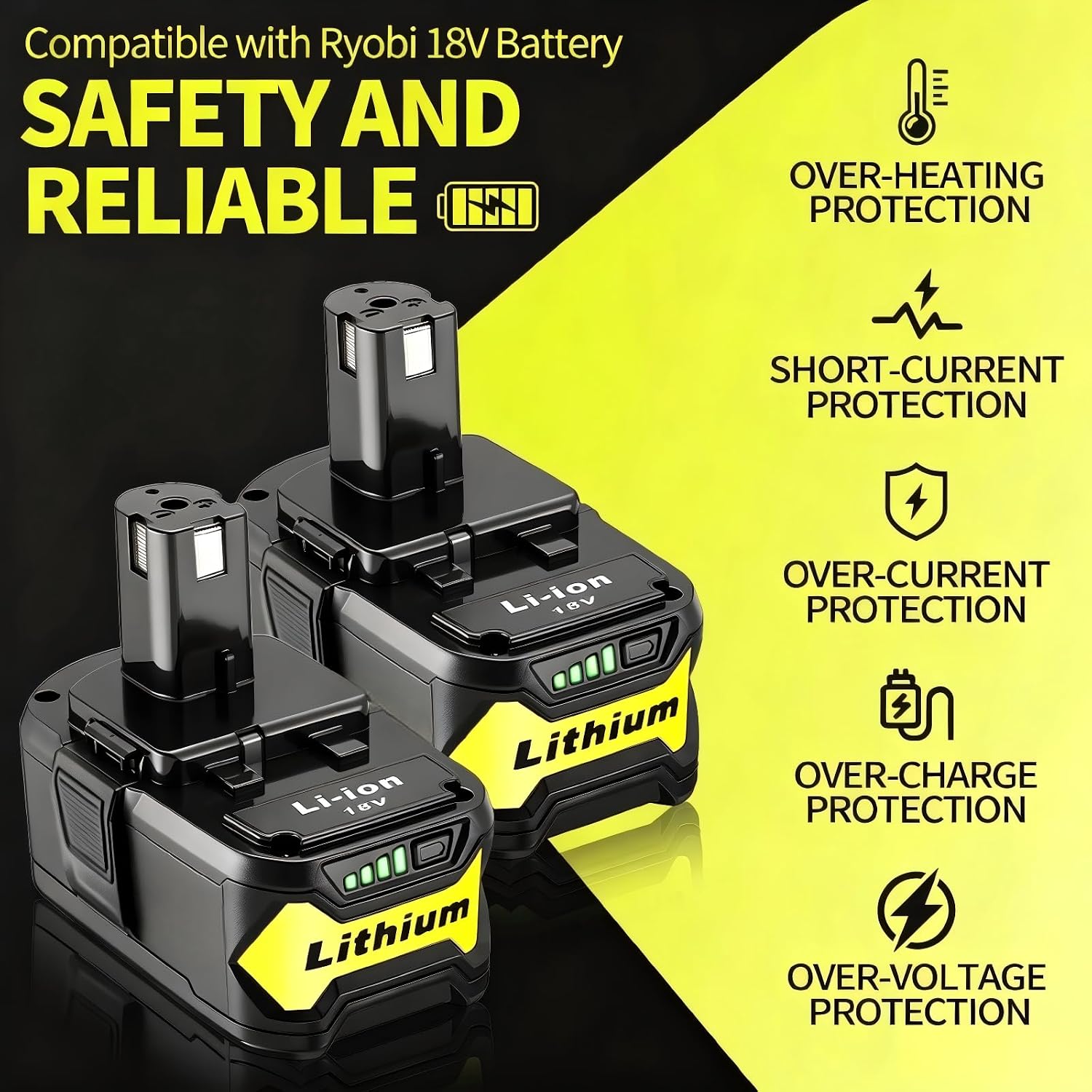 Detalle 1 de Ultraxxis 18V Replacement Batteries, 6.0Ah Lithium-Ion, 2-Pack