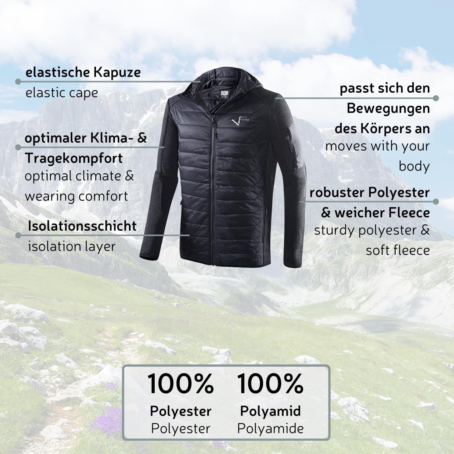 Detalle 2 de Black Crevice Giacca ibrida da uomo, Blu – stile e praticità in un unico capo