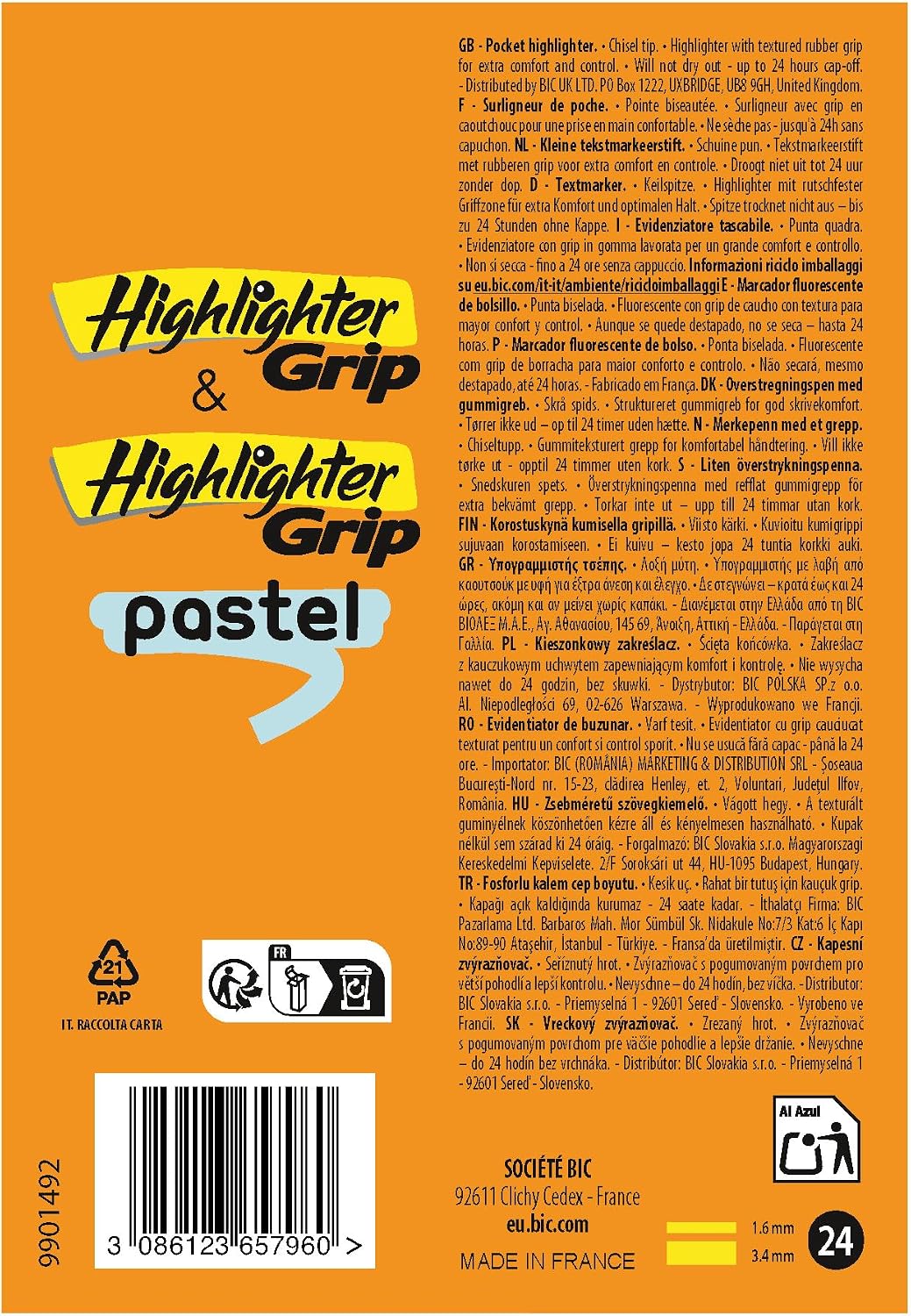 Detalle 2 de BIC Highlighter Grip Textmarker 24er Pack