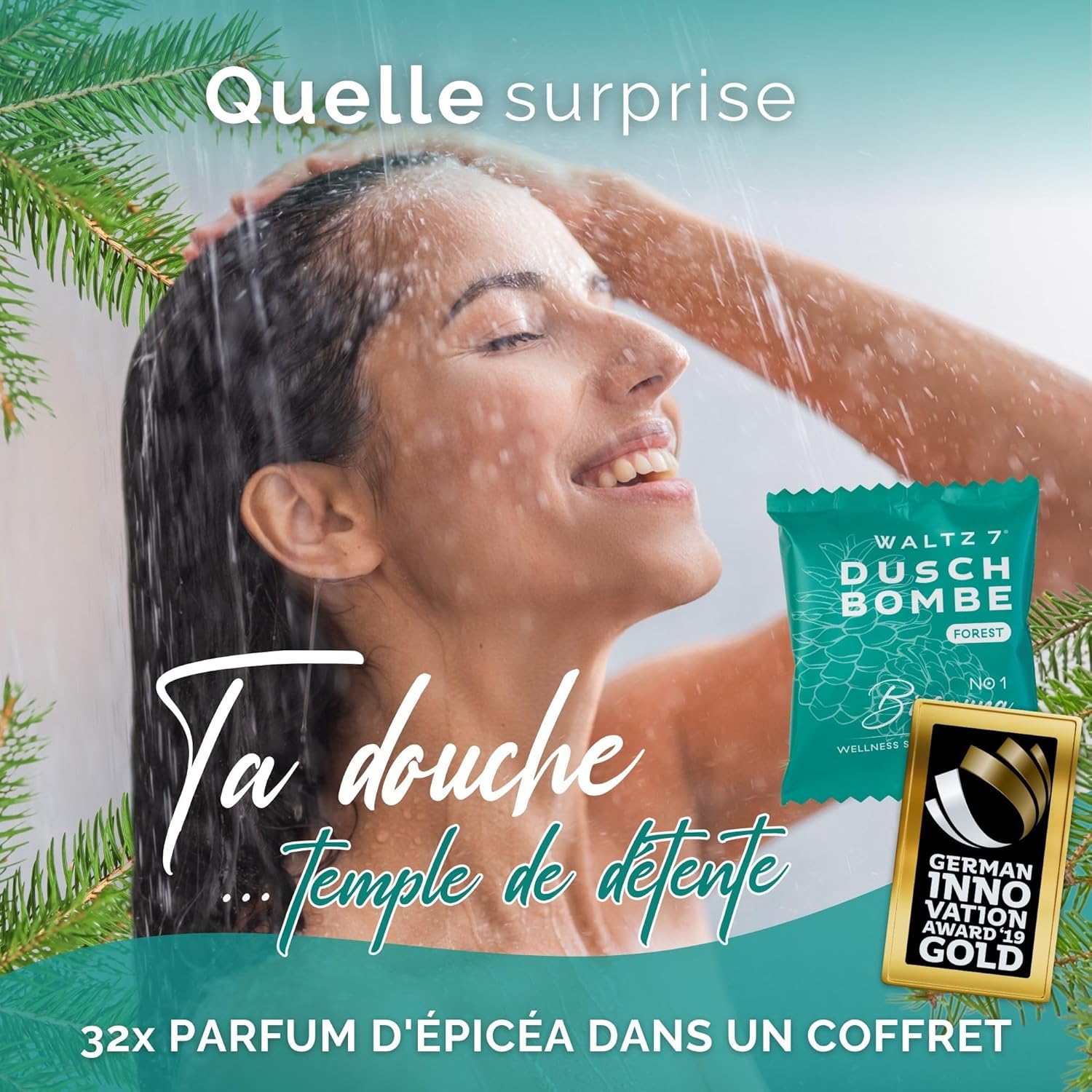 Thumbnail 2 de WALTZ 7 Set de bombes de douche Épicéa – coffret 32 sachets, aromathérapie pour douche