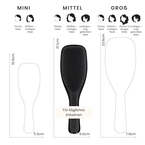 Detalle de Tangle Teezer Ultimate Detangler Haarbürste – Detanglingbürste für nasse & trockene Haare, Schwarz