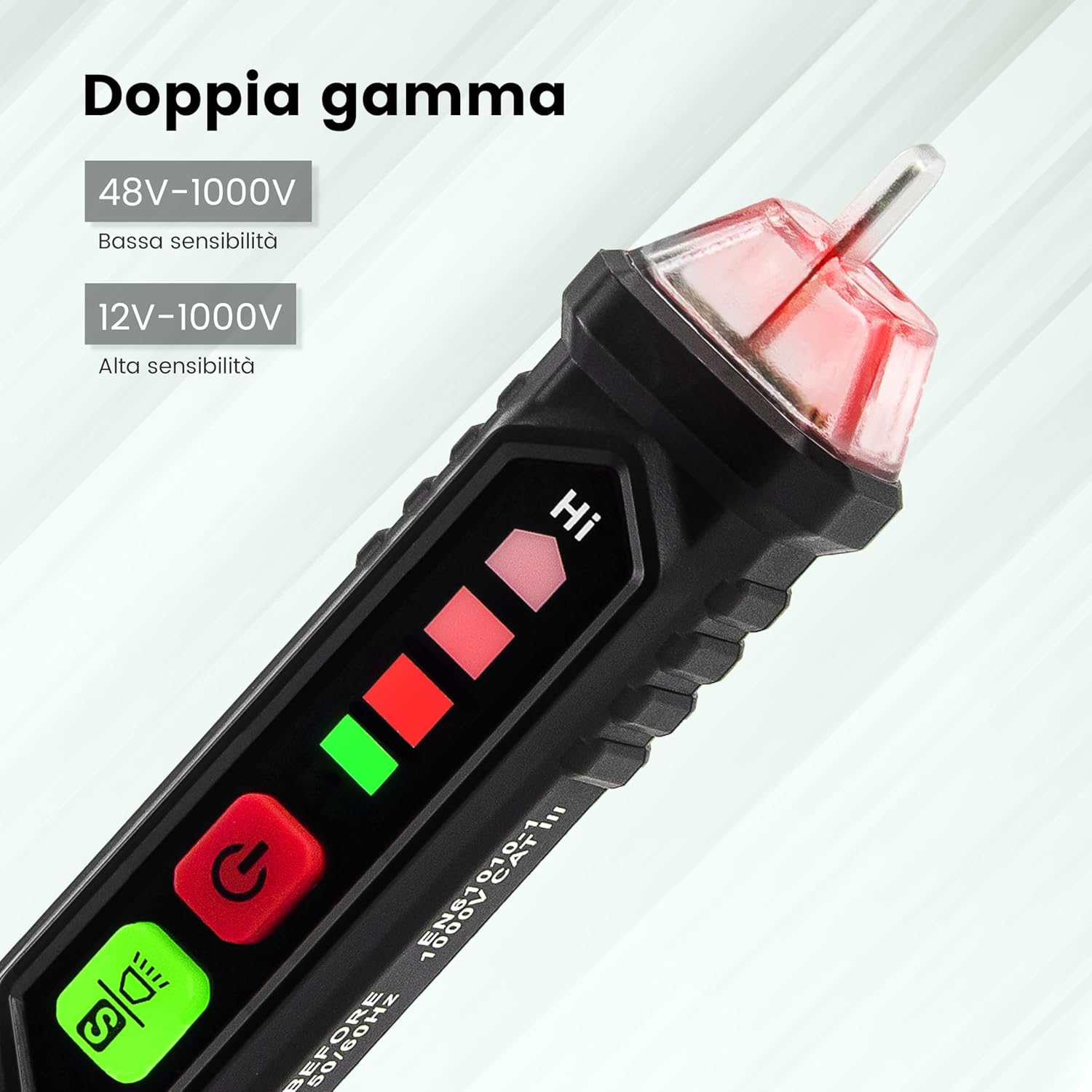 Thumbnail 1 de Tester di tensione KAIWEETS senza contatto (NCV) con doppia gamma AC 12V-1000V e allarme cicalino/luce, VT200