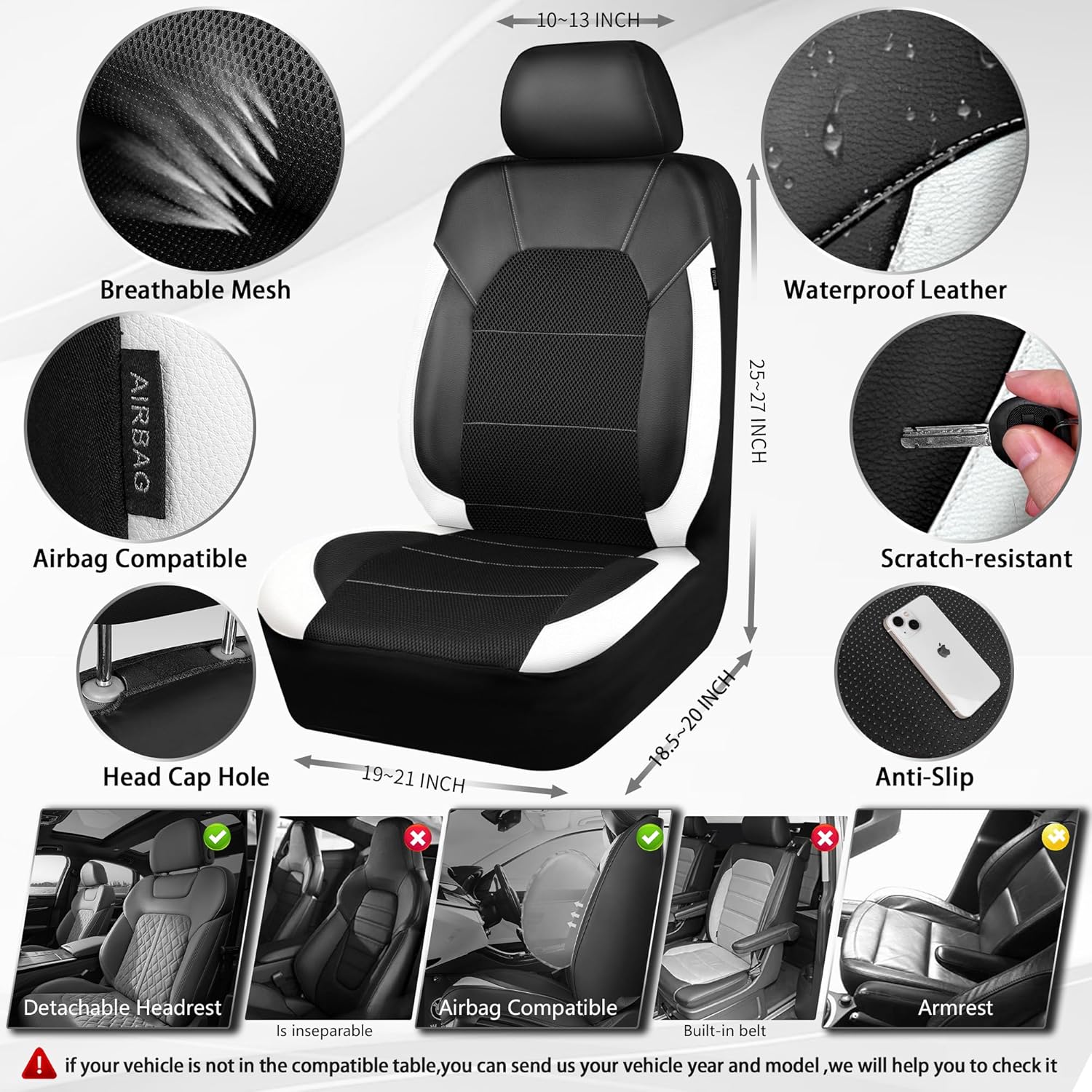 Thumbnail 2 de CAR PASS Universal Leather Car Seat Covers Full Set