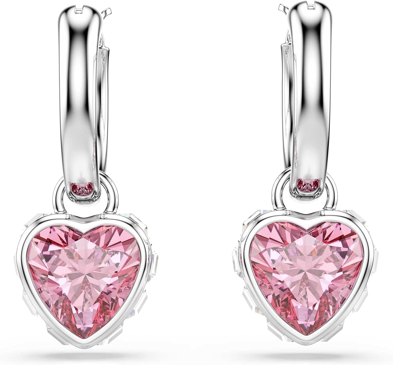 Detalle 2 de Swarovski Chroma Boucles d'Oreilles Pendantes Cœur Rose – Plaqué Rhodium