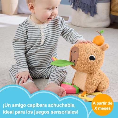 Thumbnail 1 de Fisher-Price Capibara Abracitos y Jueguecitos: juguete sensorial de peluche con sonajero y mordedor (desde 3 meses) HYR54
