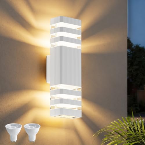 Detalle de Klighten LED Lampada da Esterno Applique GU10 Up/Down 3000K IP65, Bianco Caldo – 38,5 × 11 × 11 cm