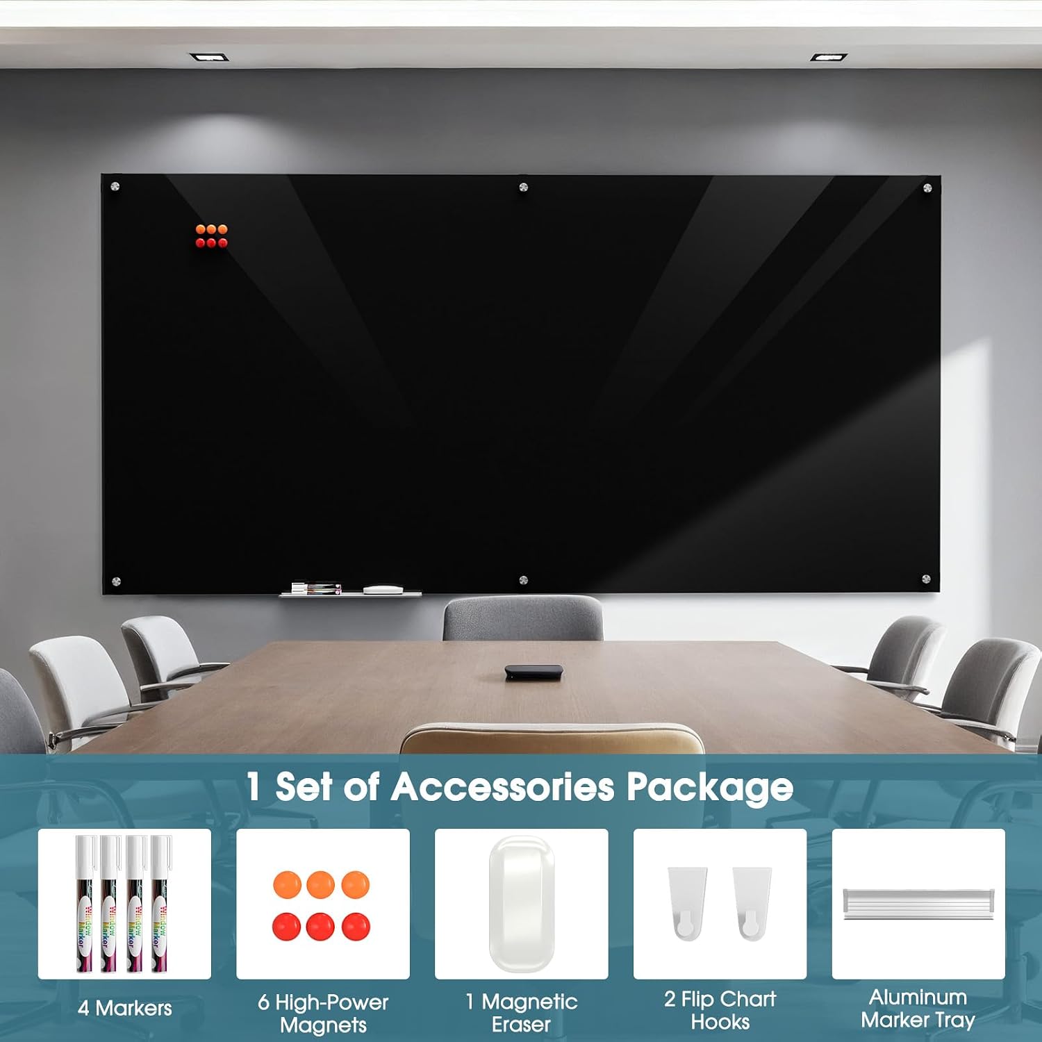 Detalle de MaxGear MaxGear-B-Glass-Board-96x48 Glass Whiteboard, 96 x 48, Magnetic
