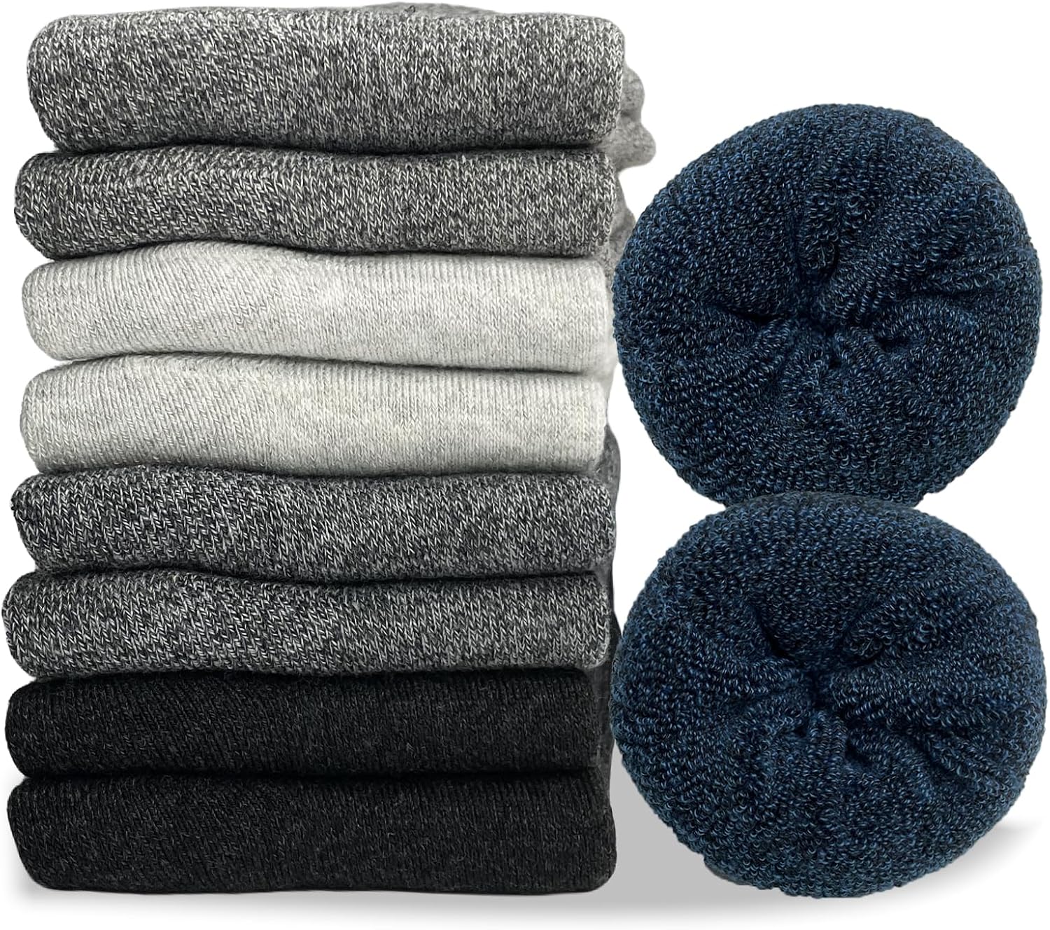 Detalle 2 de VoJoPi 5-Pair Men's Thermal Crew Socks, Wool-Polyester Blend