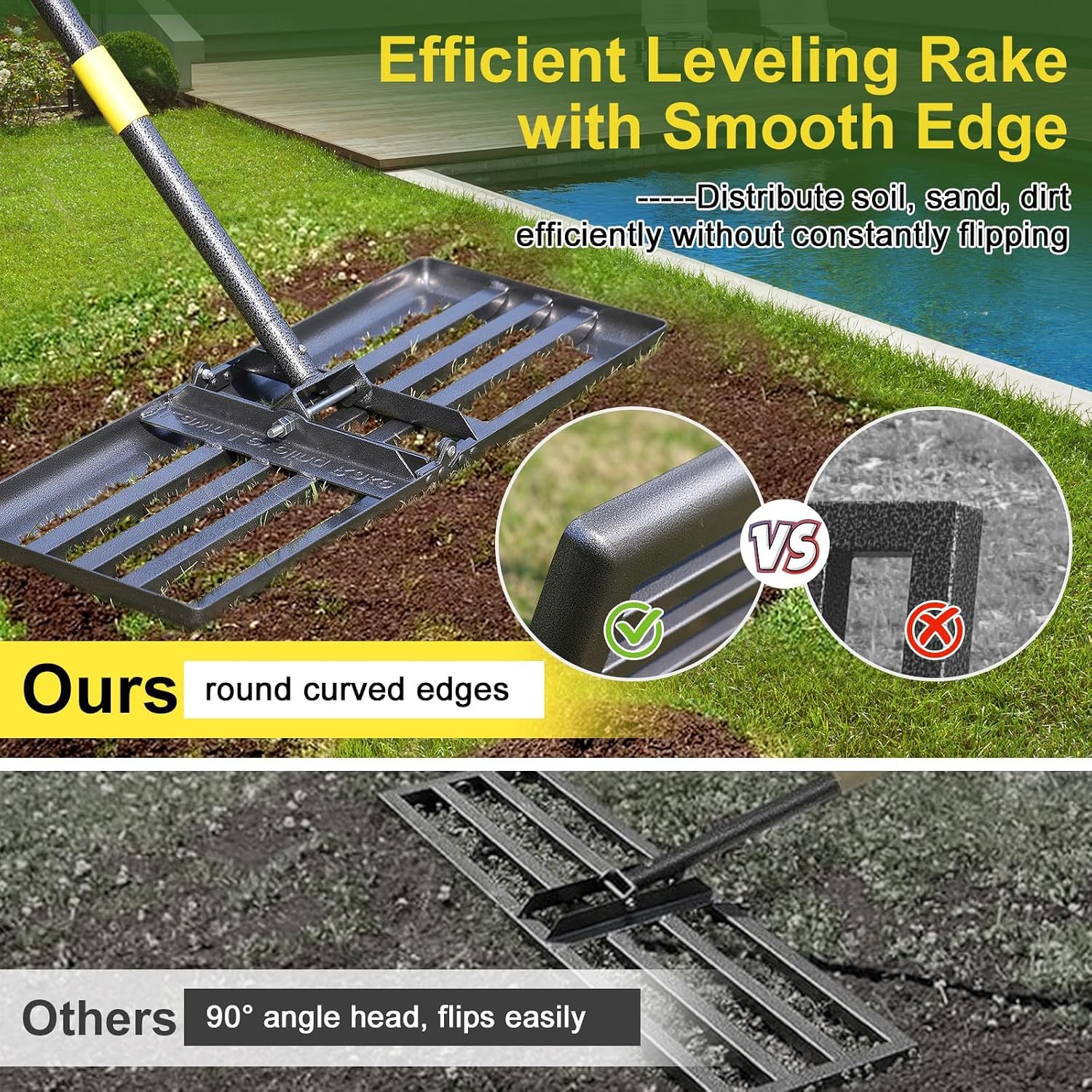 Detalle de Rasenrechen Groß 152 cm Metall – Planierrechenschiene 76 cm für Boden-Nivellierung, Rasensanierung und Golfplatzpflege