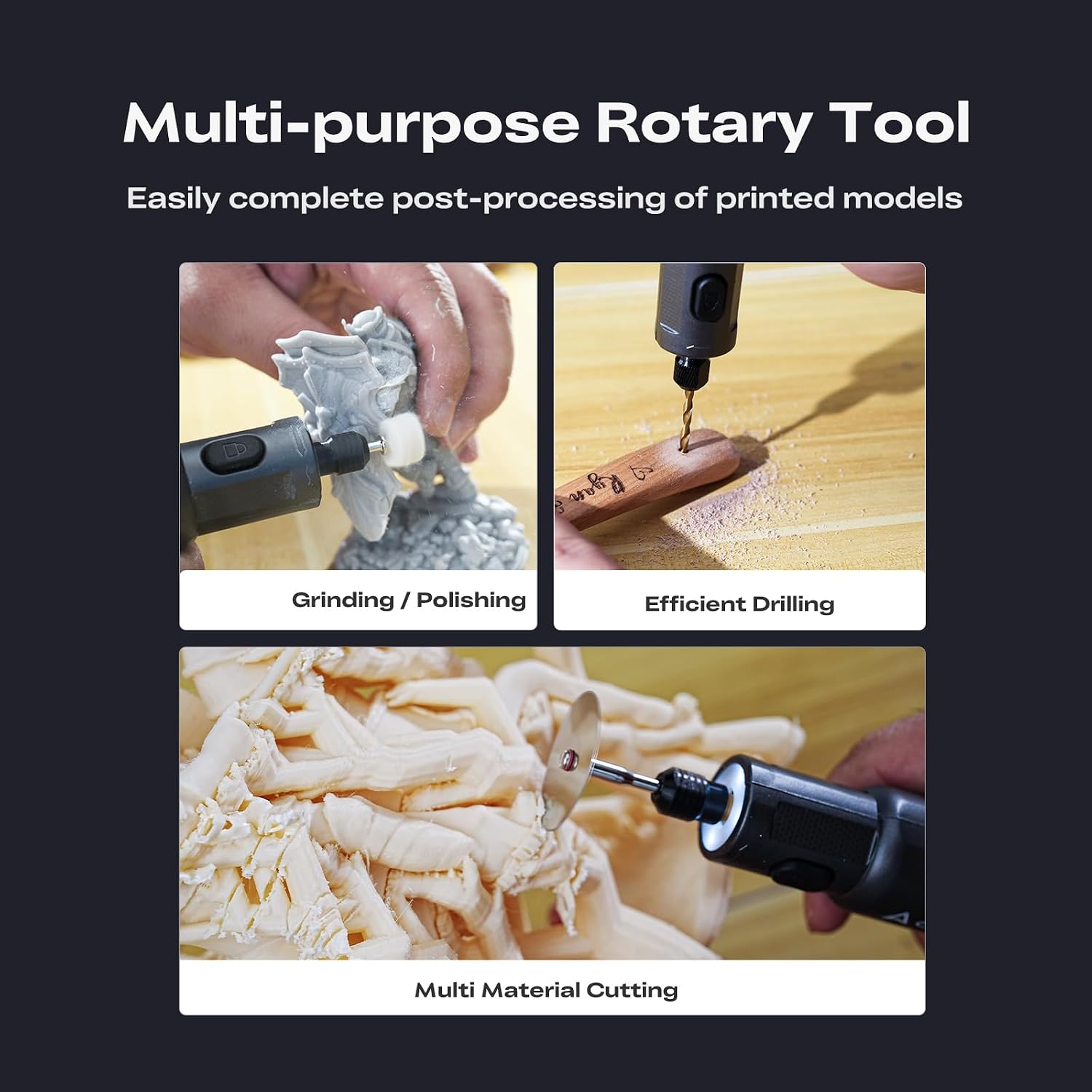 Detalle de Creality Cordless Rotary Tool Kit, 6 Speeds, 10,000–18,000 RPM