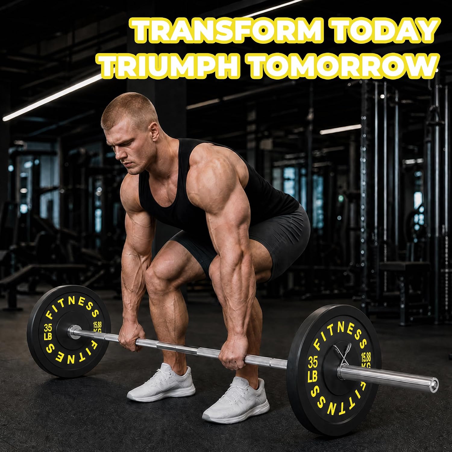 Thumbnail 6 de HULKFIT HFCLR100SETBAR Olympic Bumper Plate Set with 7ft Bar, 100–390 lb