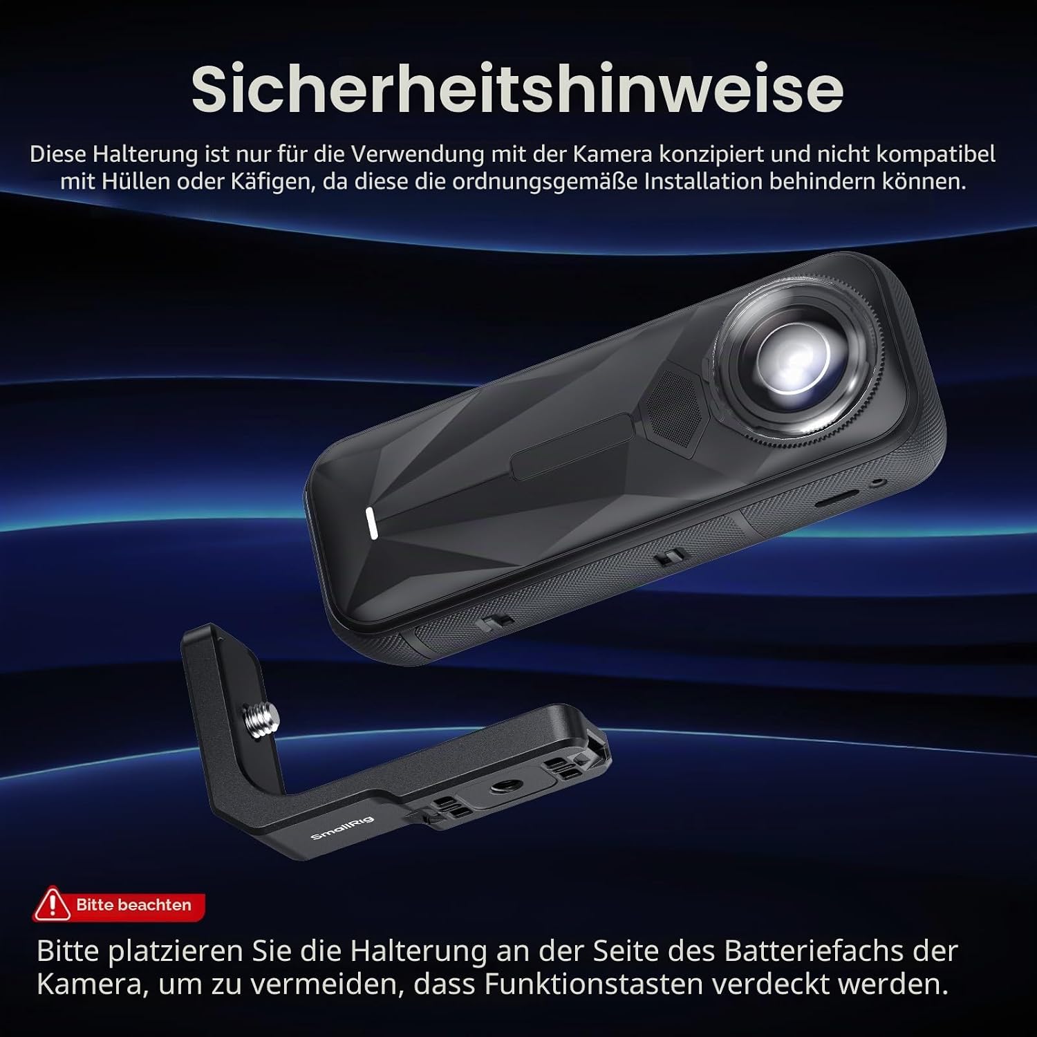 Detalle de SMALLRIG 5824 Vertikale & horizontale Montageunterstützung für Insta360 X5/X4 Air/X4/X3
