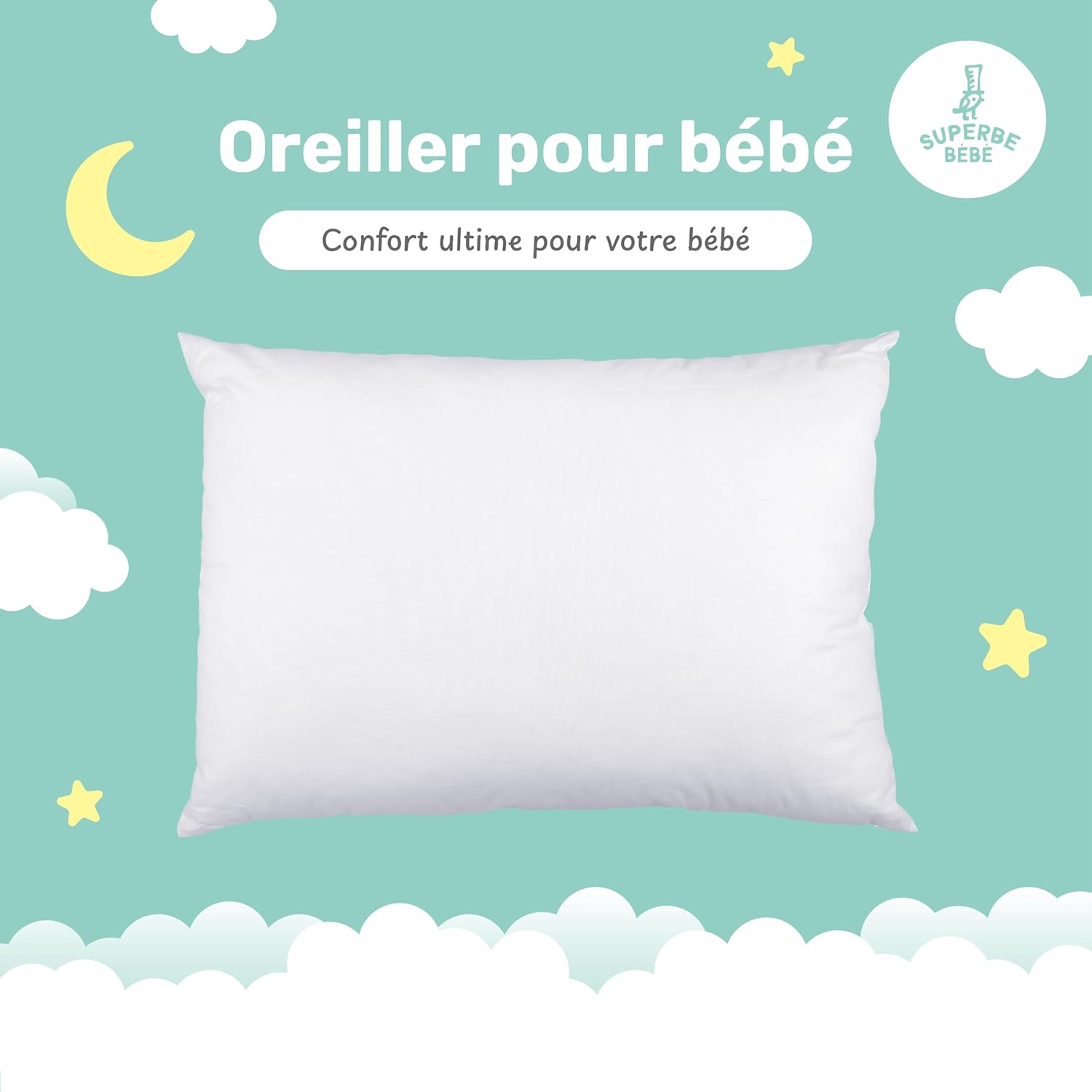 Thumbnail 1 de Oreiller Enfant 40x60 cm en Coton OEKO-TEX – Confort et Sécurité pour les 3 à 10 ans