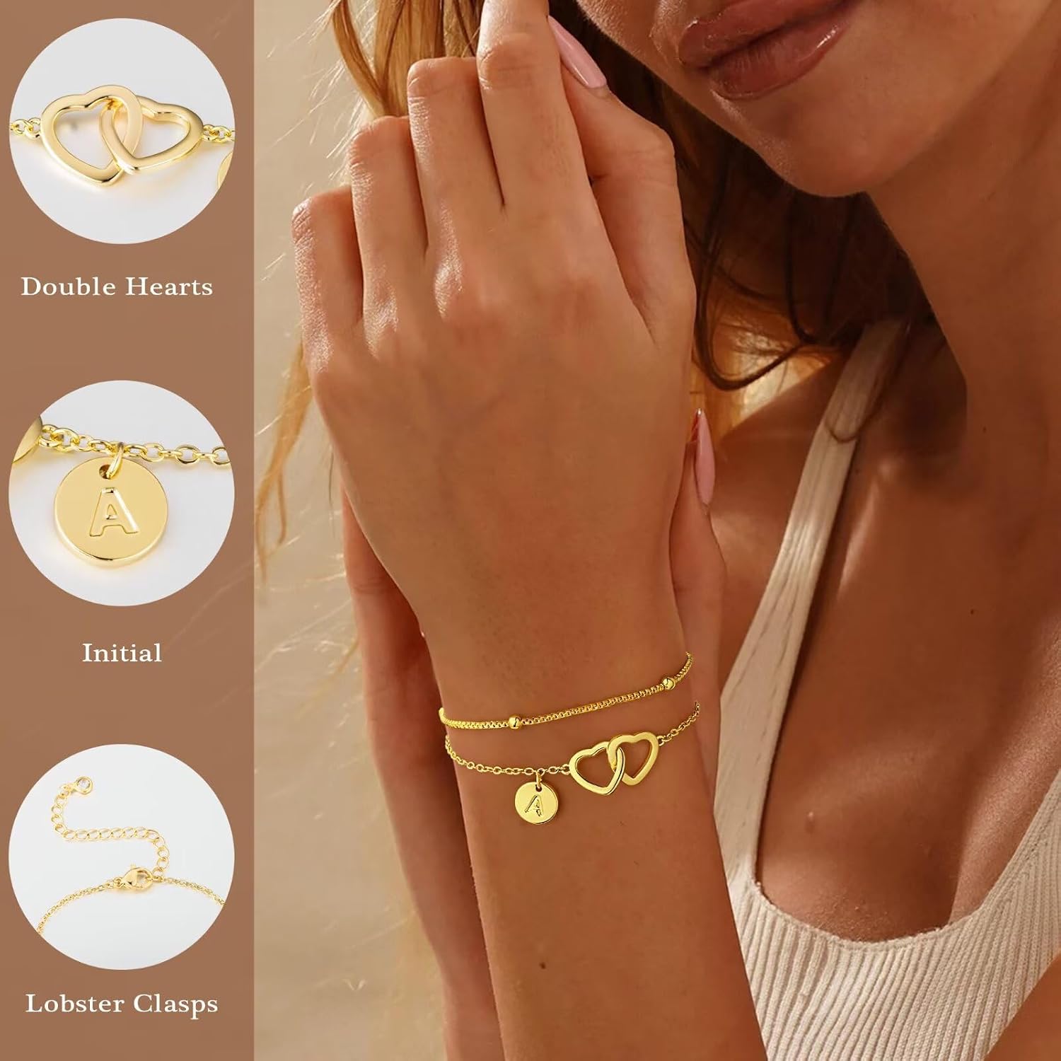 Detalle 2 de TINGN Armband Gold Damen 15 cm + 5 cm ❤