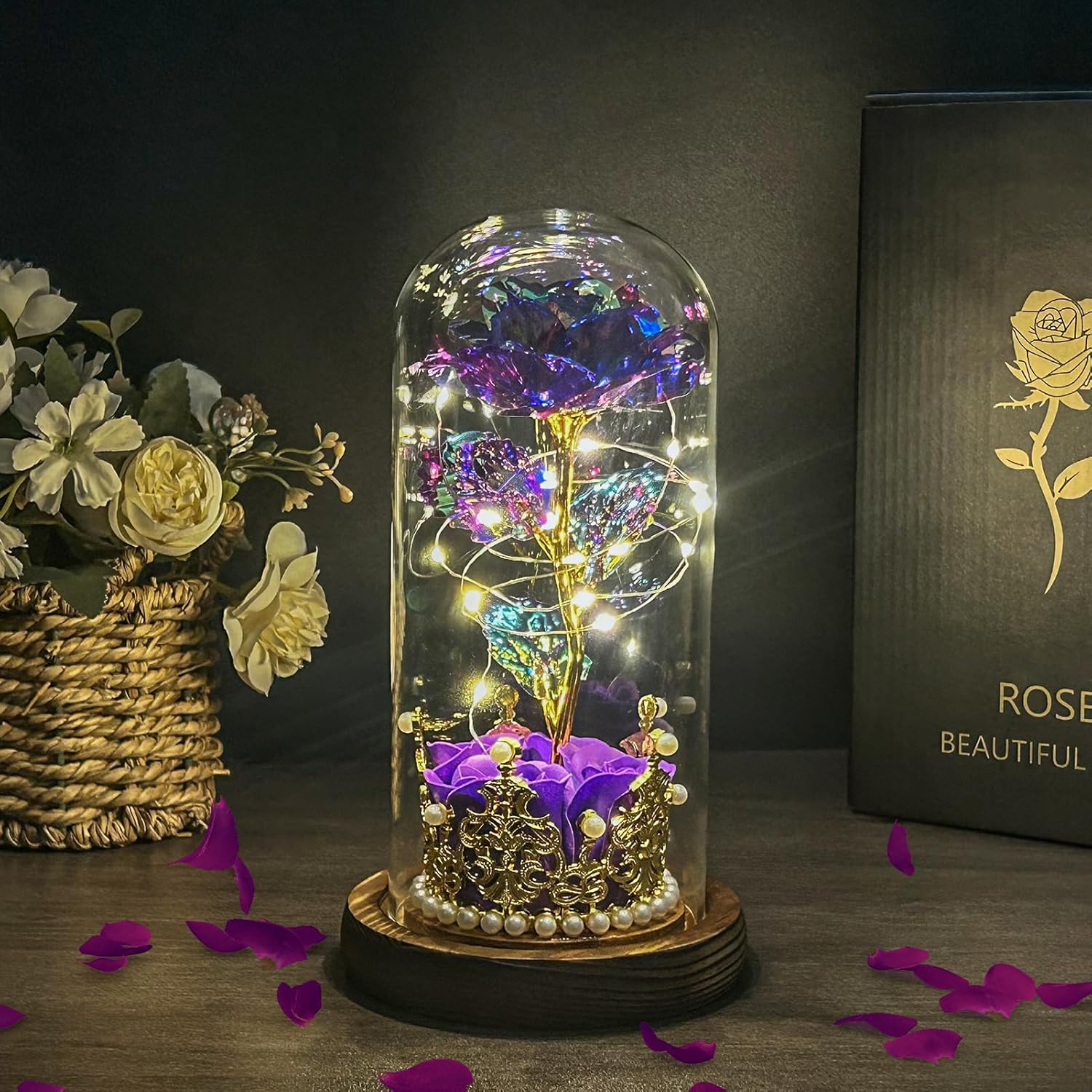 Hemiro Rose éternelle dans un verre