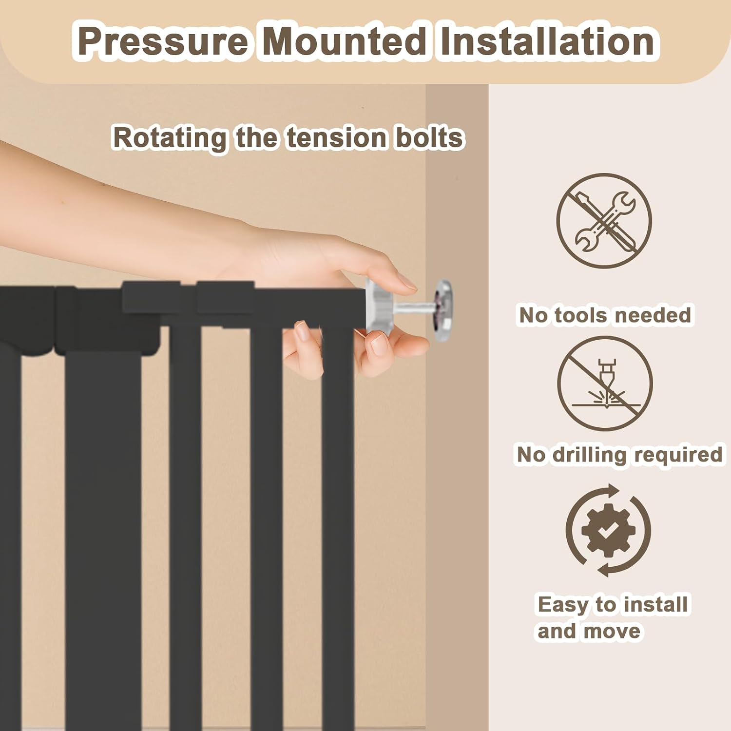 Detalle de Amibud pressure-mounted baby gate, 76–160 cm