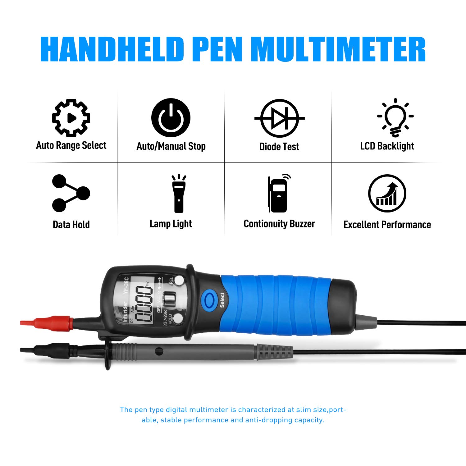 Detalle de Digital Pen Multimeter YF-38C (YF-38C High Precision) AC/DC Voltage Tester, Resistance & Continuity