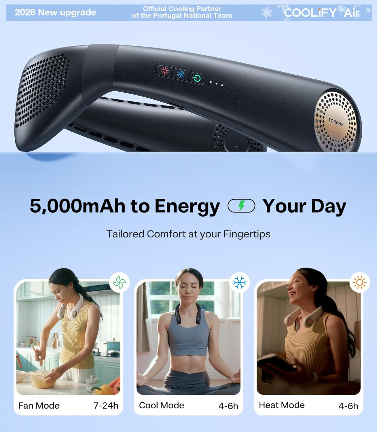 Thumbnail 6 de TORRAS COOLiFY Air 2026 Upgraded Neck Fan – Dual-Airflow Pro Cooling, Ultra Light & Rechargeable