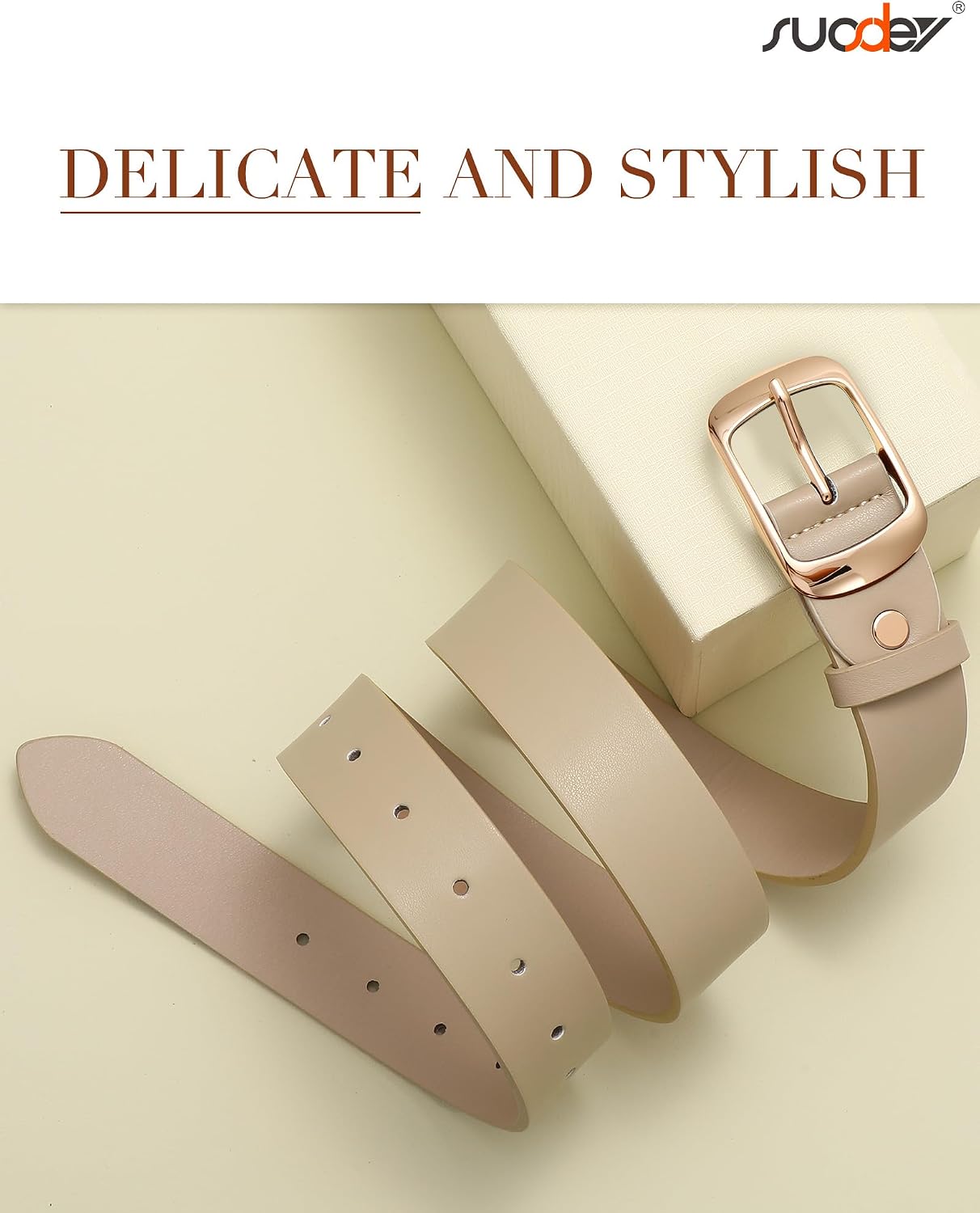 Thumbnail 4 de SUOSDEY Women's Faux Leather Belt, 1.3-Inch Width, Trim-to-Fit Design