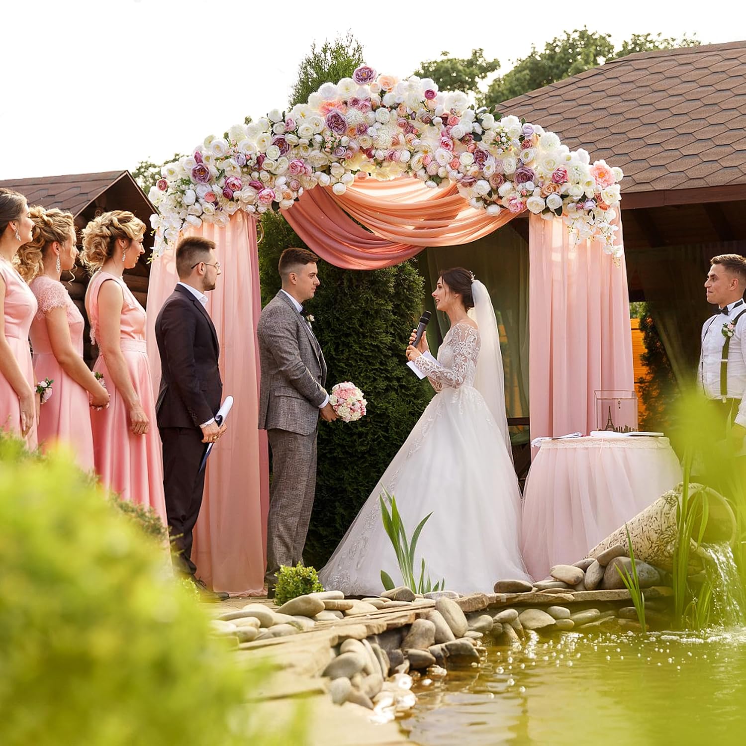 Detalle 1 de Wokceer Sheer Wedding Arch Draping Fabric, Polyester