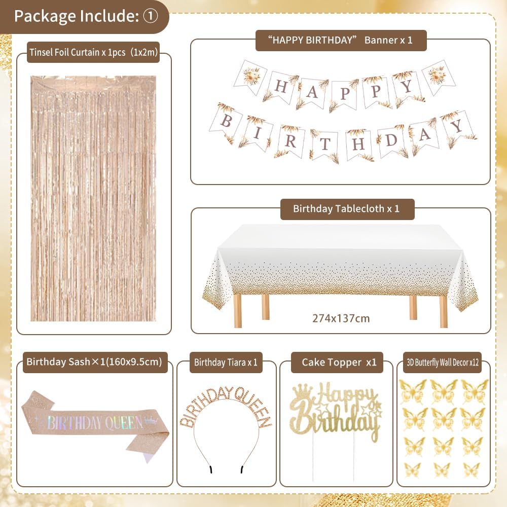Thumbnail 2 de Beige & Brown Birthday Decorations Kit 54x108in