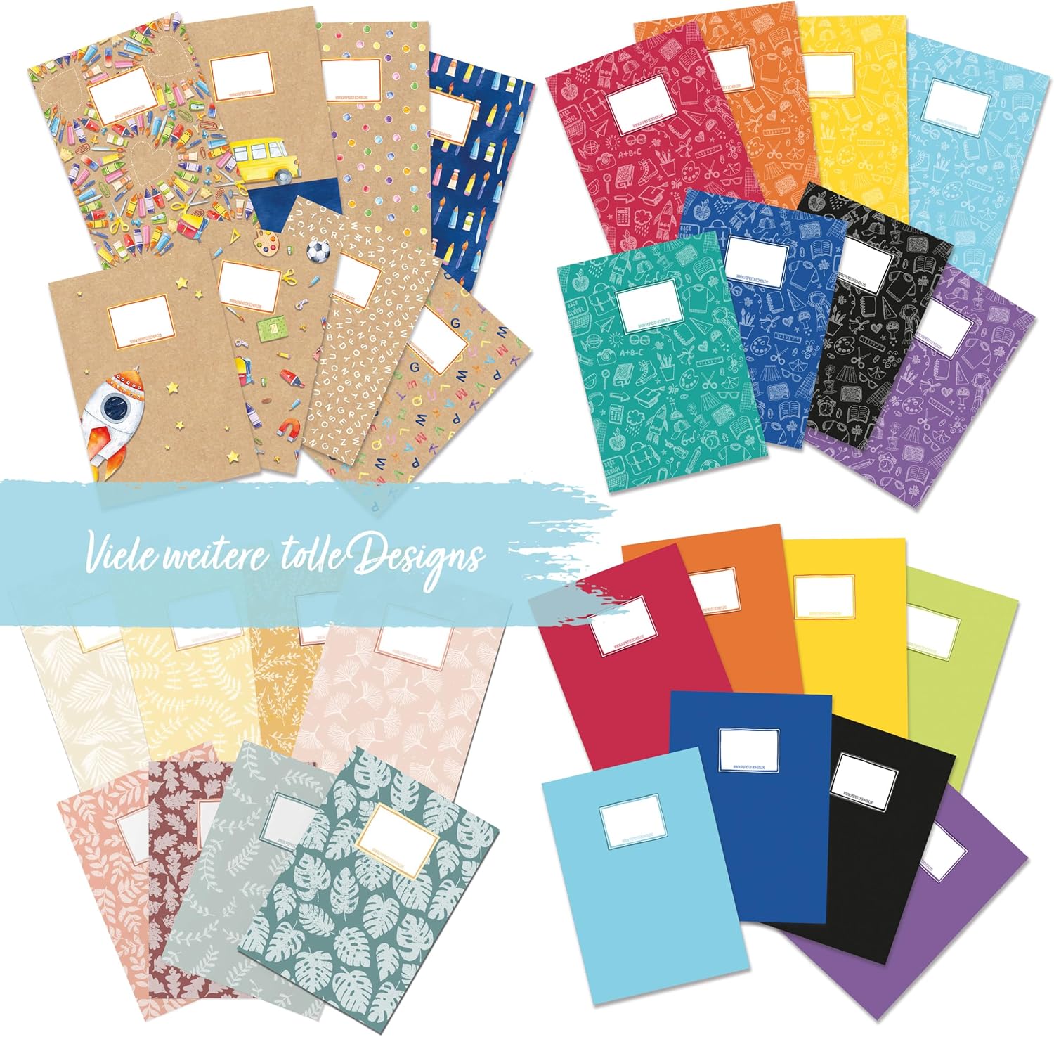 Thumbnail 6 de Papierdrachen Heftumschläge DIN A4 – 8 Stück Regenbogen-Motiv, 250 g/m²