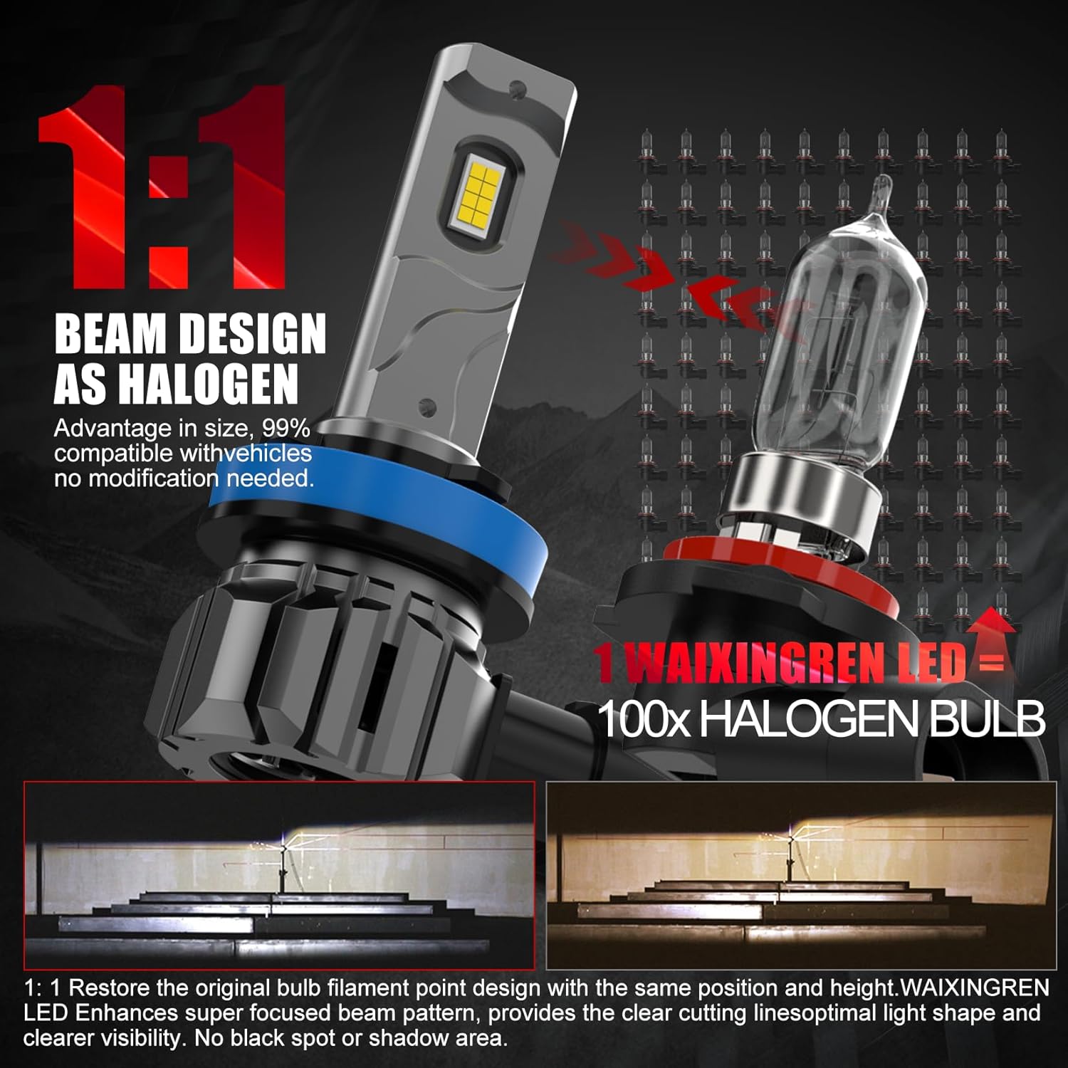 Thumbnail 3 de WAIXINGREN H11 60W 26000LM LED Headlight