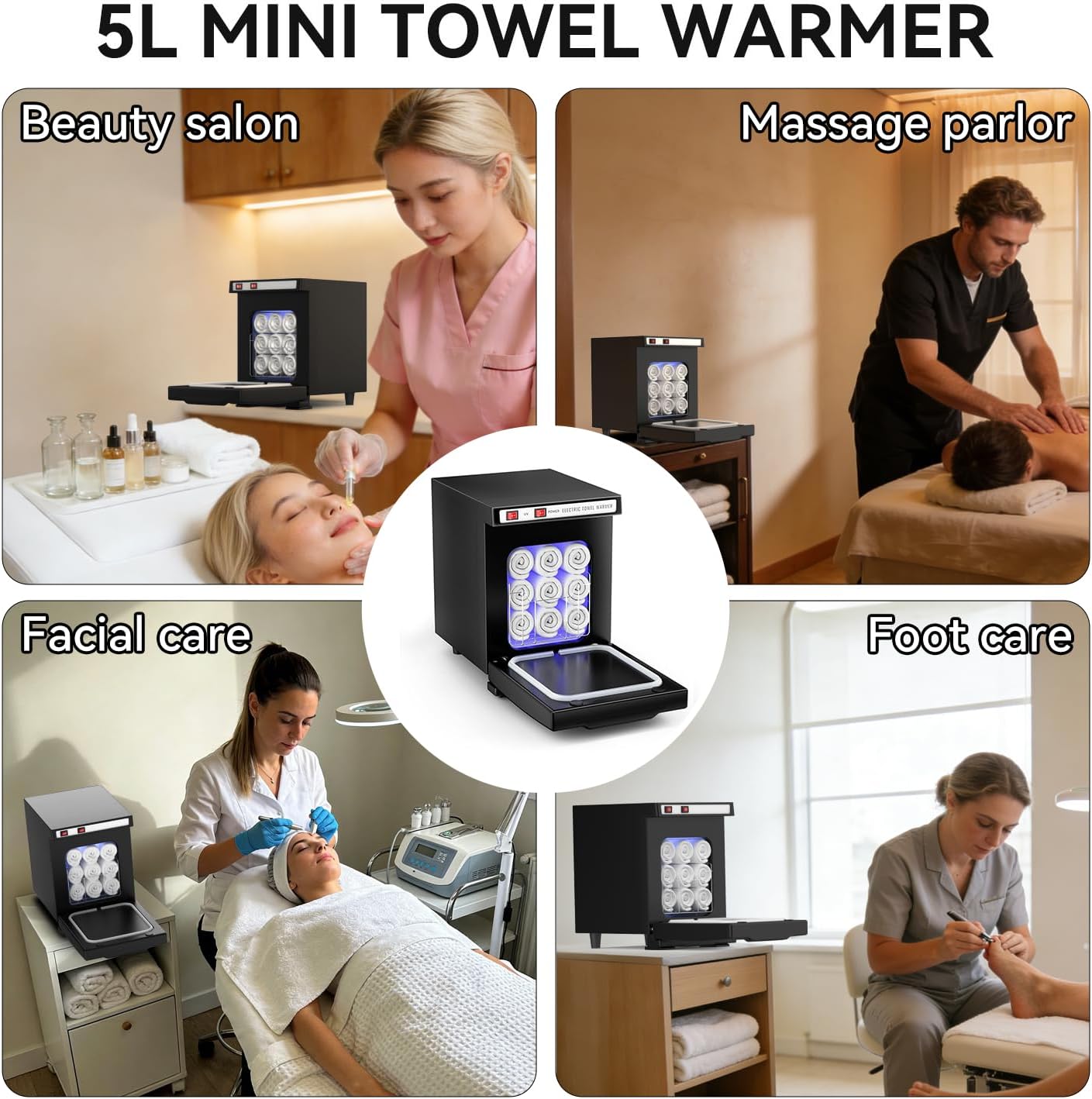 Thumbnail 6 de VERYTOP 5L Towel Warmer, Black Compact Cabinet with Aluminum Interior and UV Light