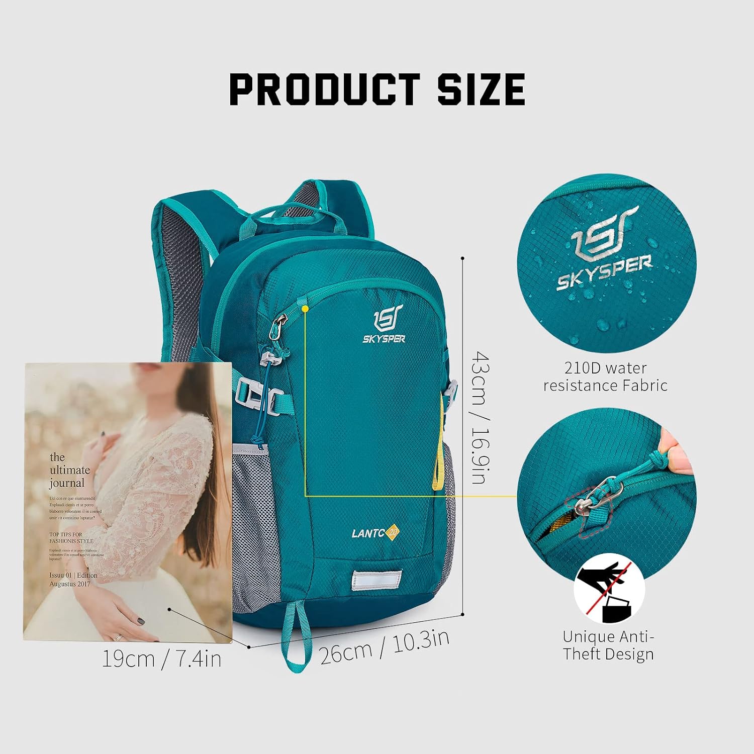 Detalle 2 de SKYSPER Leicht Wanderrucksack 20L – kompakt, atmungsaktiv und vielseitig