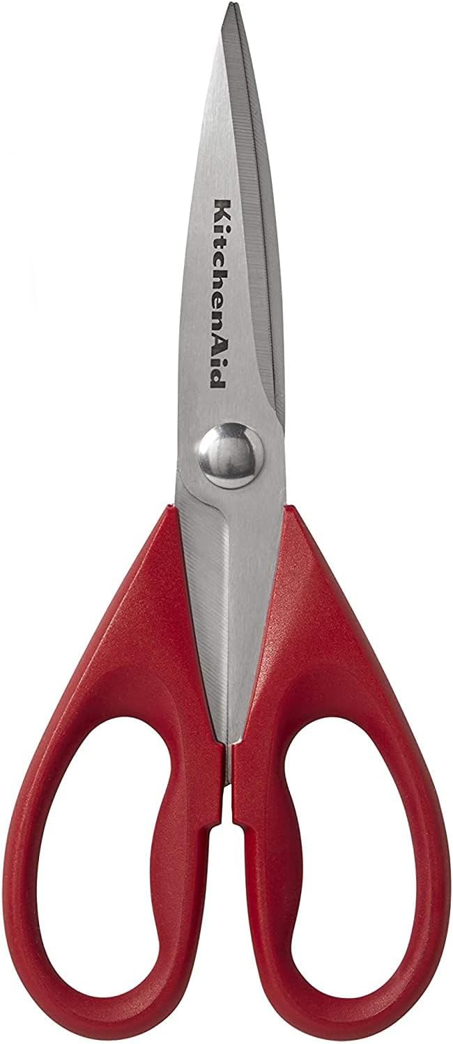 Detalle de KitchenAid KE351OHERA keukenschaar van roestvrij staal, 22 cm, rood