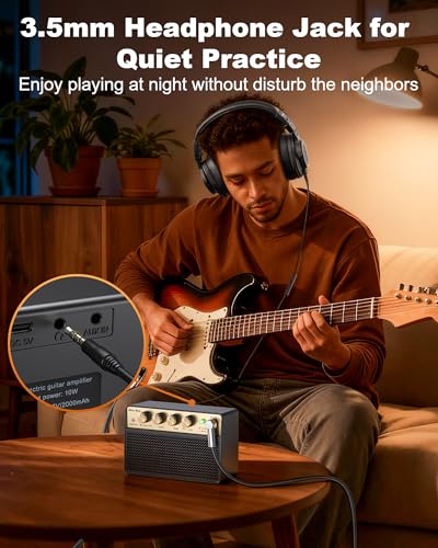 Detalle de New Bee Gitarrenverstärker 10W Mini mit Clean & Drive Kanal – kompakt, vielseitig & dank Bluetooth mobil nutzbar