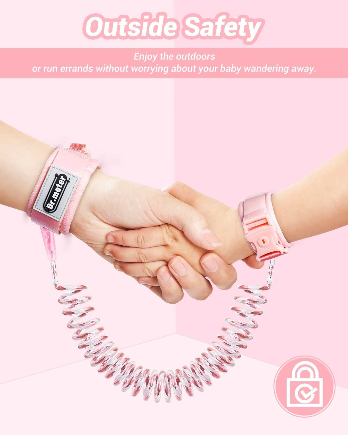 Thumbnail 5 de Dr.meter 2 Pack Toddler Reins 1.2m – Secure Wrist Straps with Key Lock, Reflective 360° Swivel (Pink & Green)