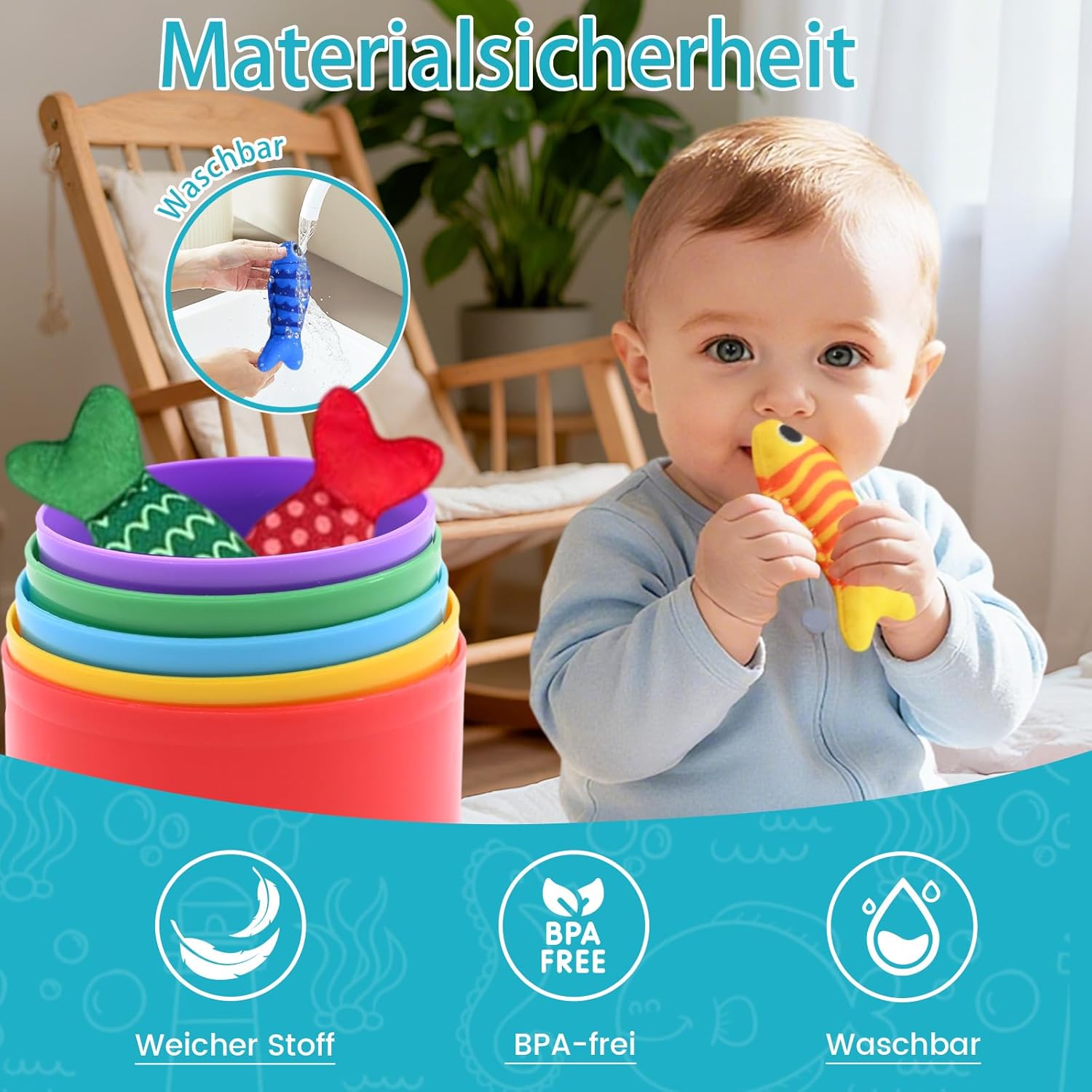 Thumbnail 3 de DQMOON Montessori Stoff-Angelspiel zum Sortieren für Kinder ab 6 bis 12 Monaten (1–2 Jahre)