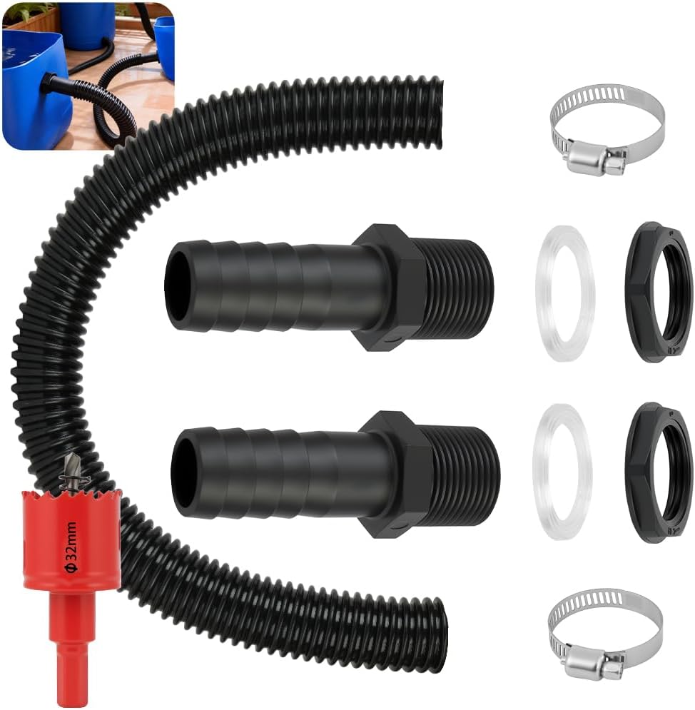 Detalle de AOOWU 5083071 Water Butt Connector Kit, 50cm Flexible Hose, 25mm