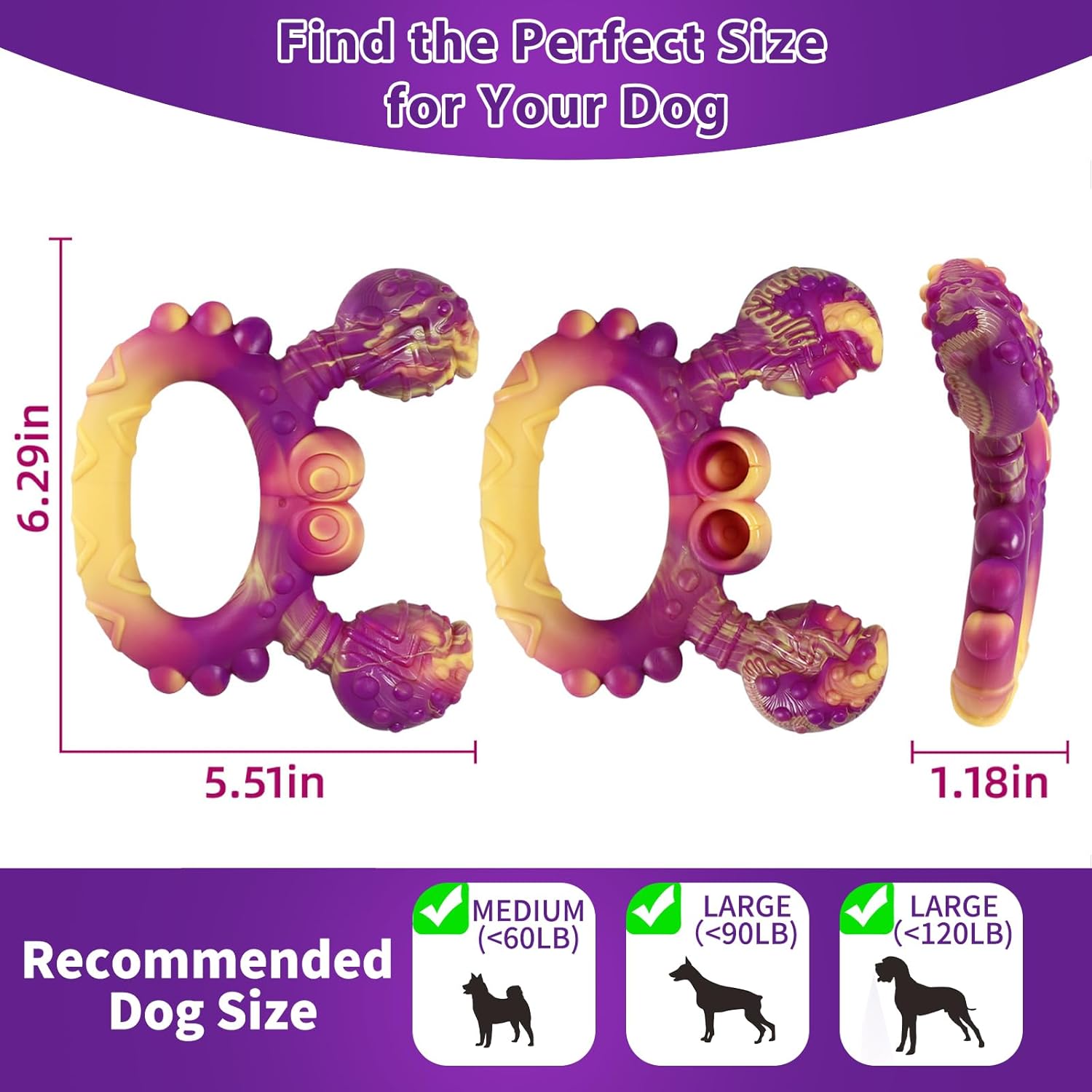Thumbnail 1 de Mapneng Indestructible Nylon Dog Toy – Beef Flavour Crab (Medium/Large Dogs)