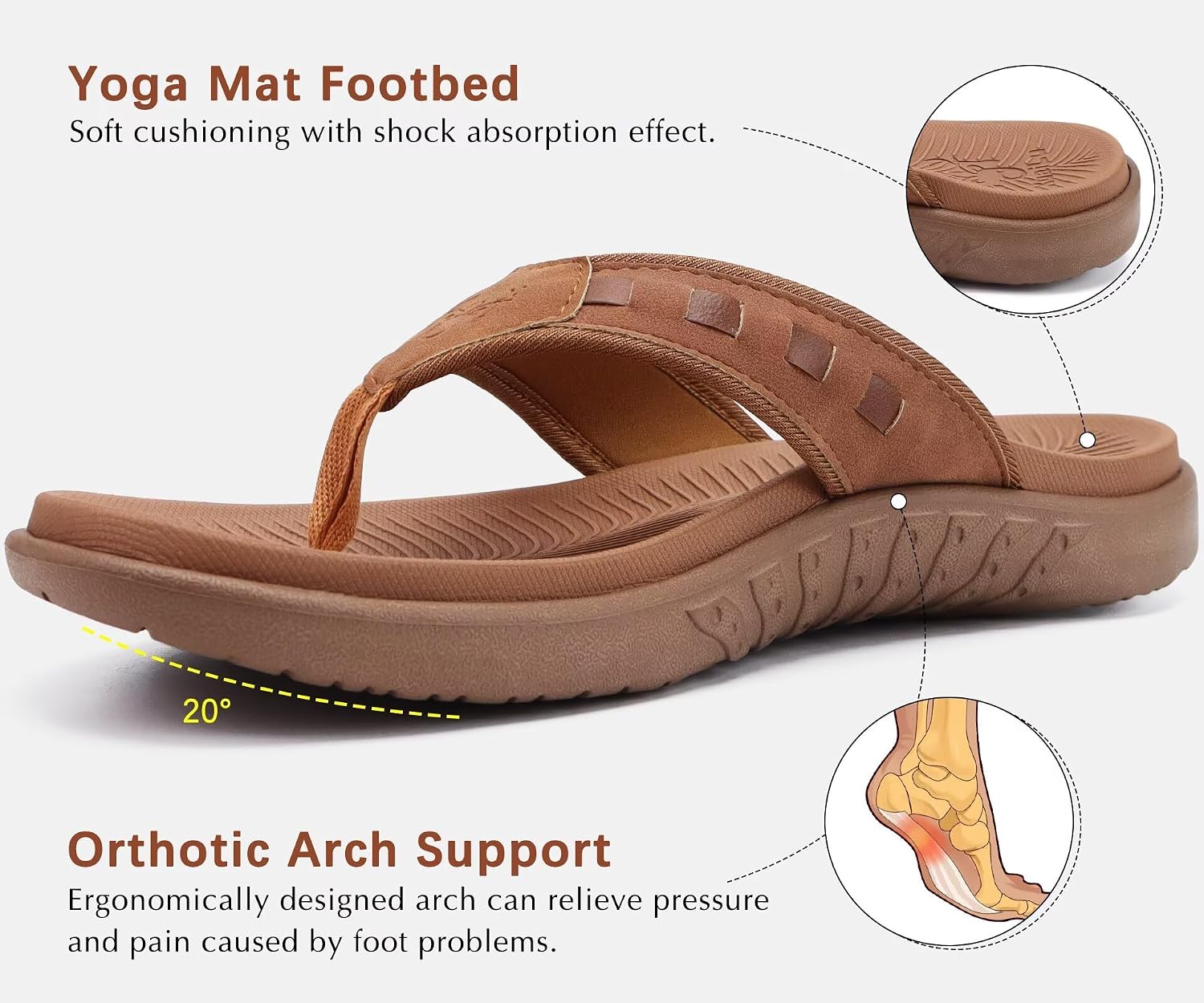 Thumbnail 4 de KuaiLu Men's Sport Flip Flops with Orthotic Arch Support
