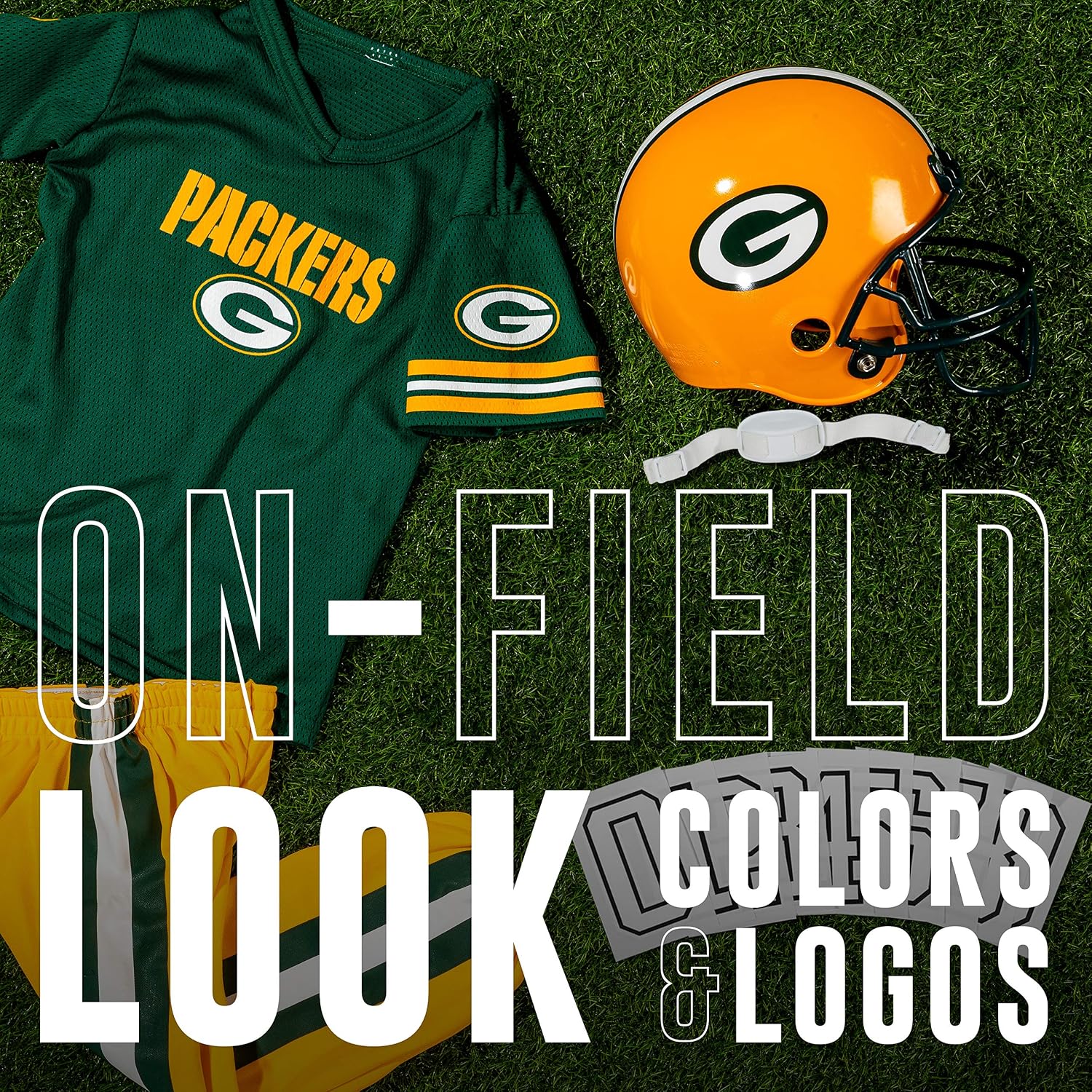 Detalle 2 de Franklin Sports NFL Green Bay Packers Youth Football Uniform Set (Kids 4–6)