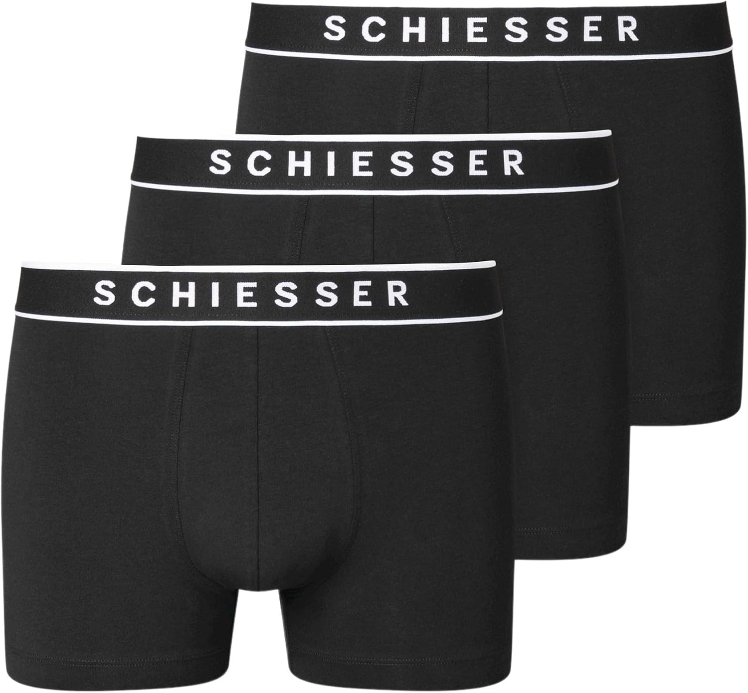 Detalle de Schiesser Herren 3er Pack Boxershorts Bio-Baumwolle 95/5 – Schwarz, Größe 6/L (173983)