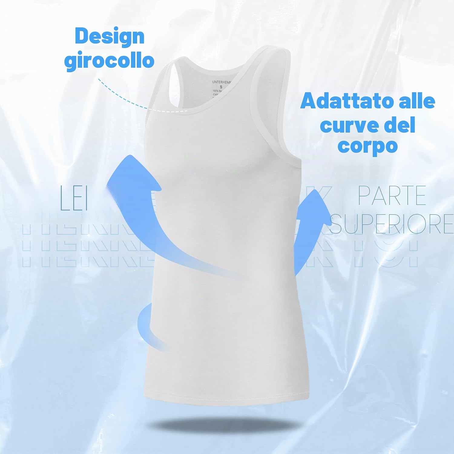 Detalle 2 de Falechay Canottiera Uomo Pacco da 5 – 100% Cotone Elasticizzato, Comfort e Vestibilità Attillata