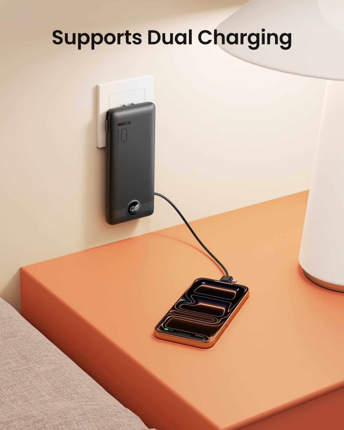 Thumbnail 4 de Coowisty CW3 10,000mAh Power Bank with Wall Plug, Built-In Cables and LED Display