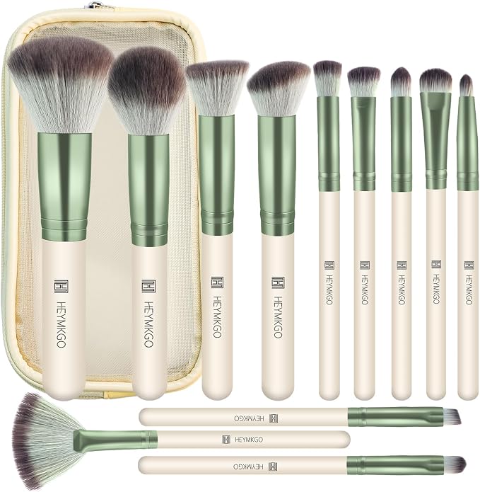 Detalle de HEYMKGO Pinceles de Maquillaje 12PCS 🎨 Set para Sombras y Labios