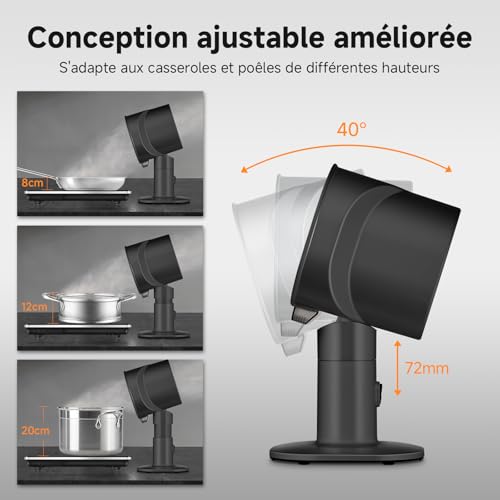 Thumbnail 3 de AMZCHEF hotte aspirante portable avec hauteur télescopique et inclinaison 40°, 4 modes, filtre en aluminium — Noir