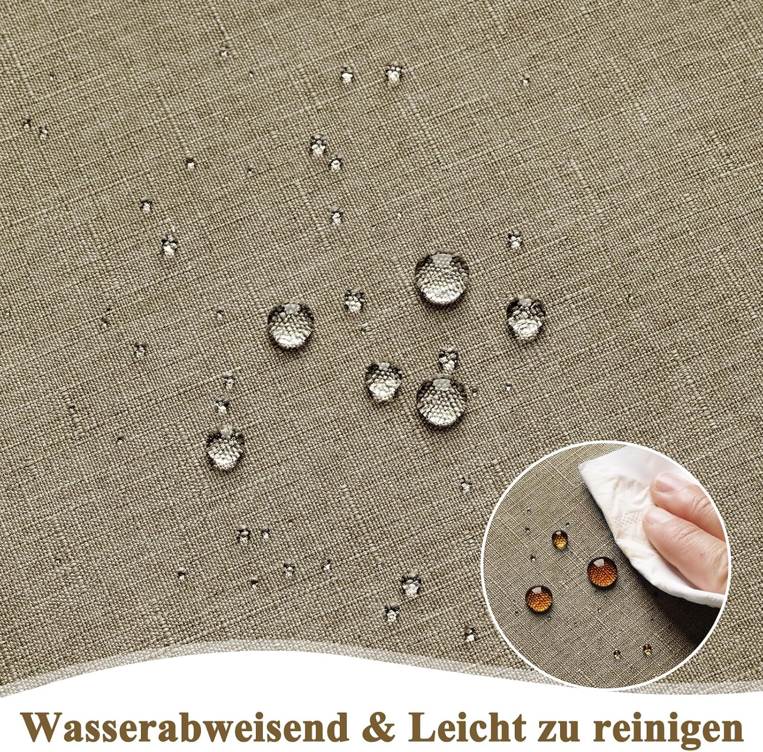 Thumbnail 1 de AooHome Tischdecke Abwaschbar 140x200 cm Kaffee Braun – Leinen-Optik, Wasserabweisend mit Lotuseffekt