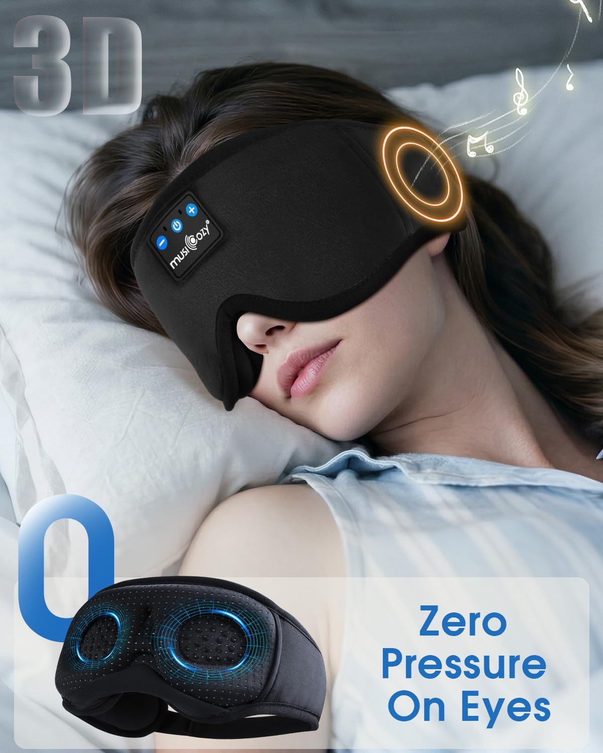 Detalle de MUSICOZY 3D Bluetooth Sleep Mask 16H